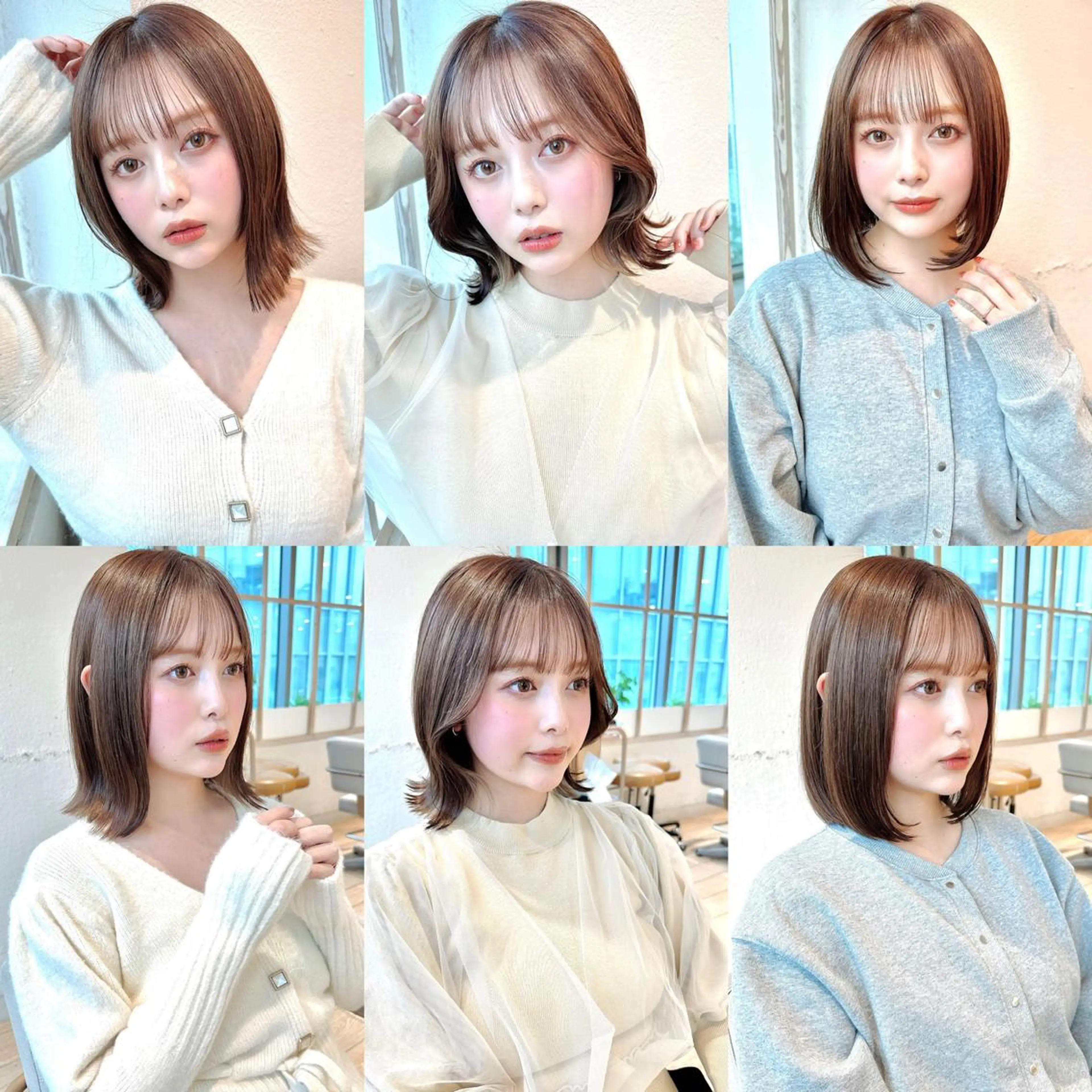 ミディアム 切りっぱなしボブ ショートボブ ボブ くびれヘア 顔周りカット カット トリートメント 市原 大翼のヘアスタイル