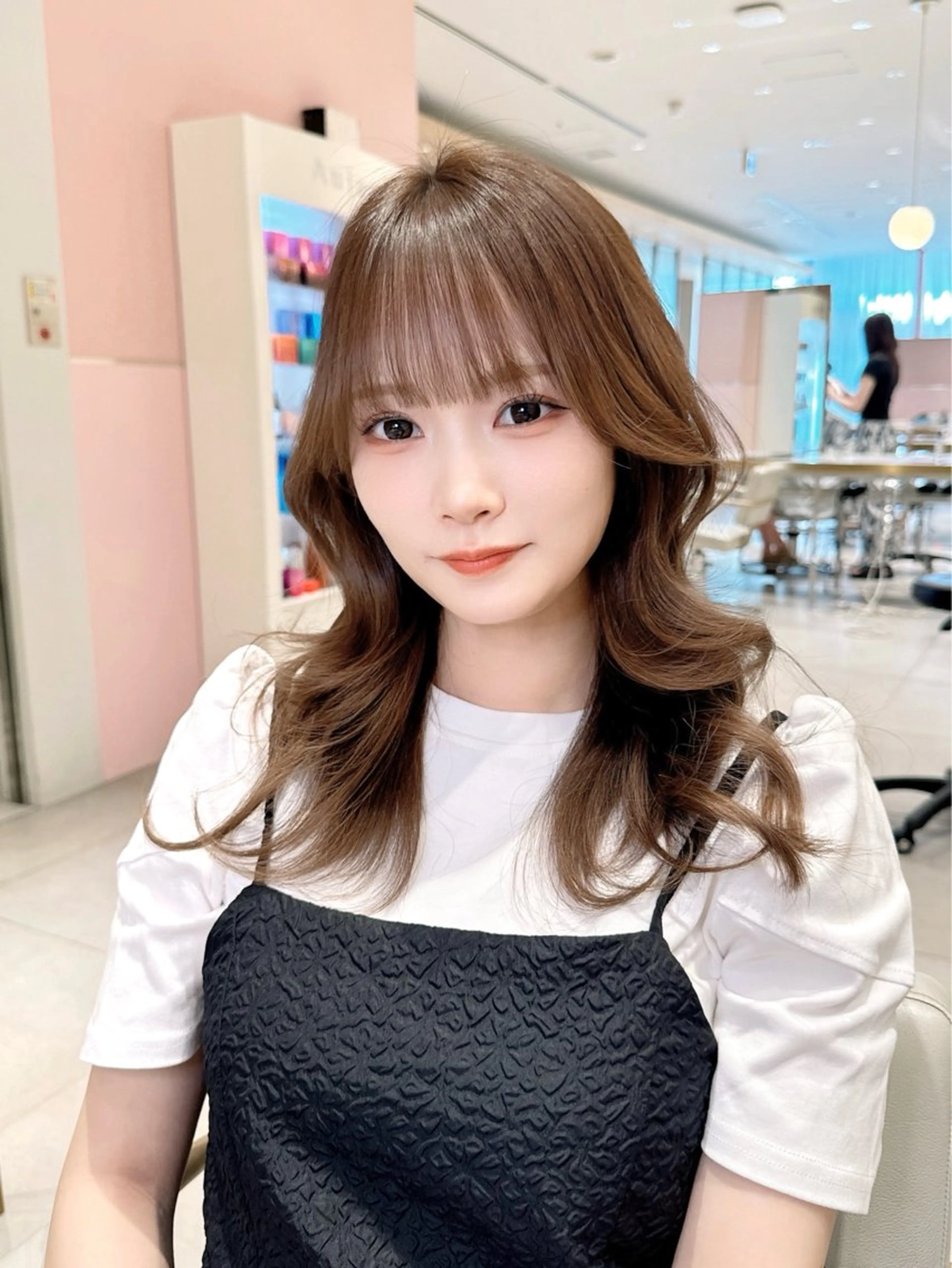 ミディアム カラー カット 韓国ヘア/レイヤー/ 顔まわり/りょーとのヘアスタイル