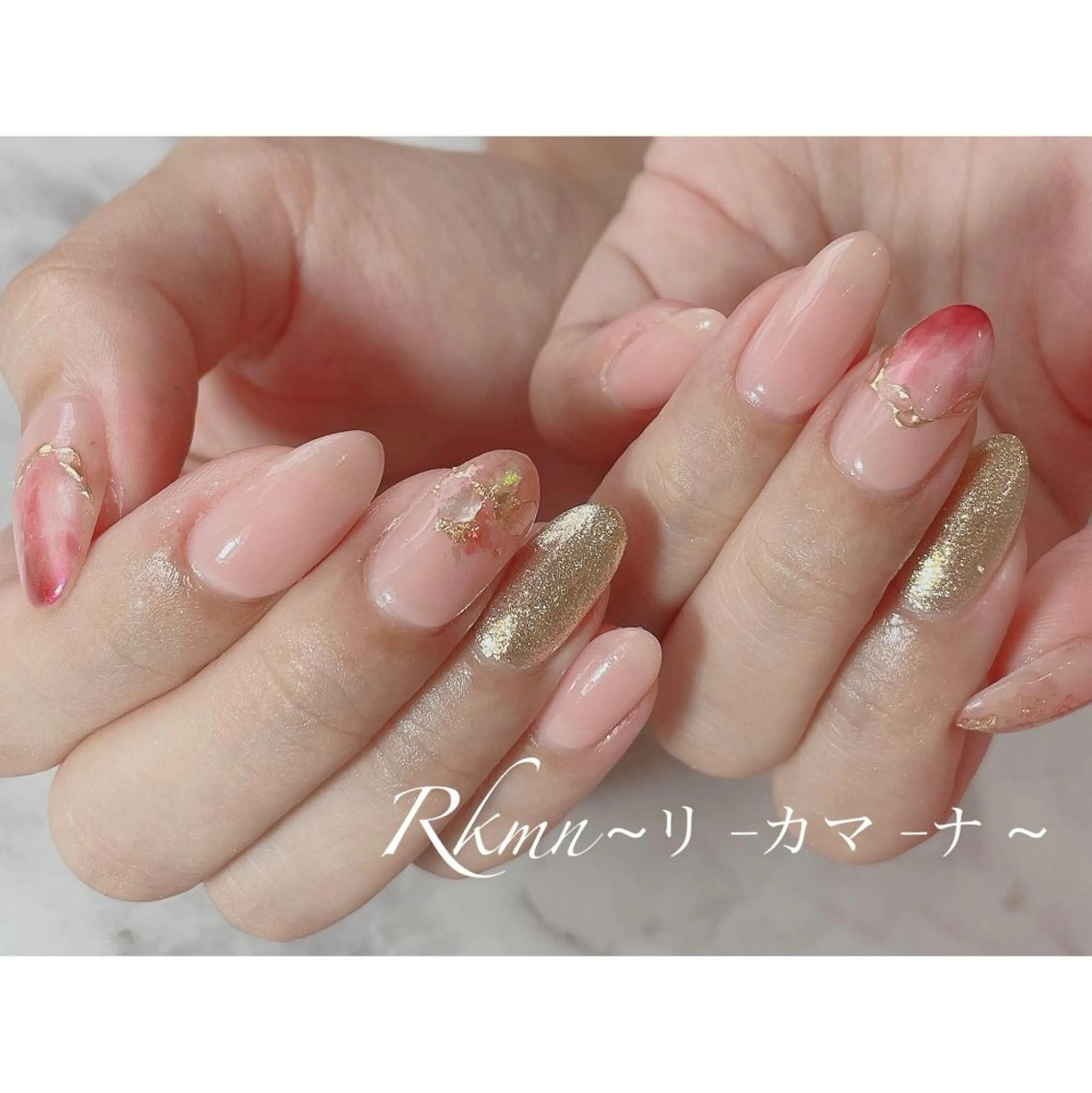 ネイル アートネイル ラメ(グリッター) ミラーネイル ニュアンスネイル 春ネイル ハンドネイル フットネイル ハンドケア Rkmn ~リ-カマ-ナ~のネイルデザイン