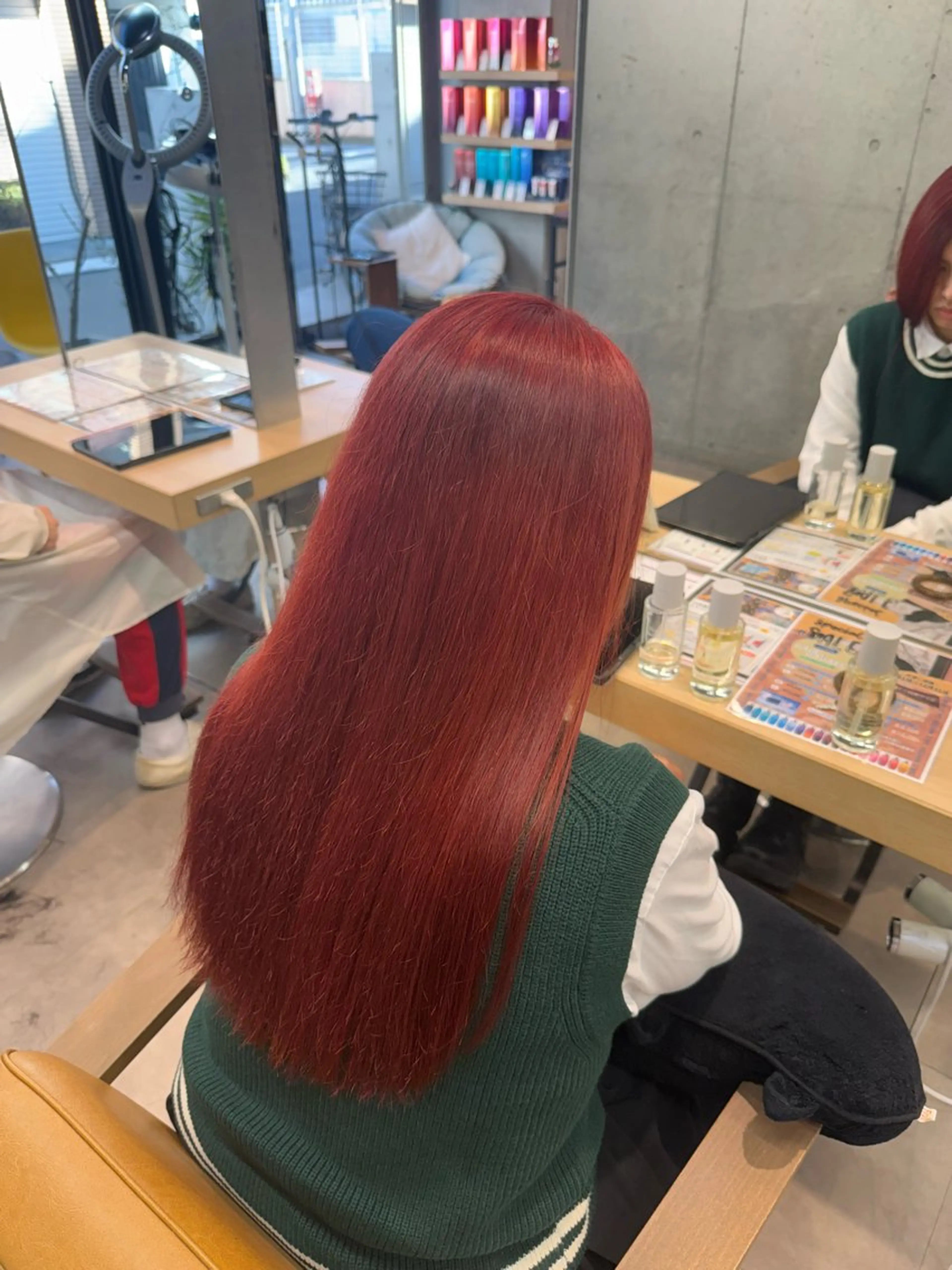 ロング カラー オレンジ レッドカラー ヘアカラー 透明感/艶カラー/ 暖色/ゆな🫧のヘアスタイル
