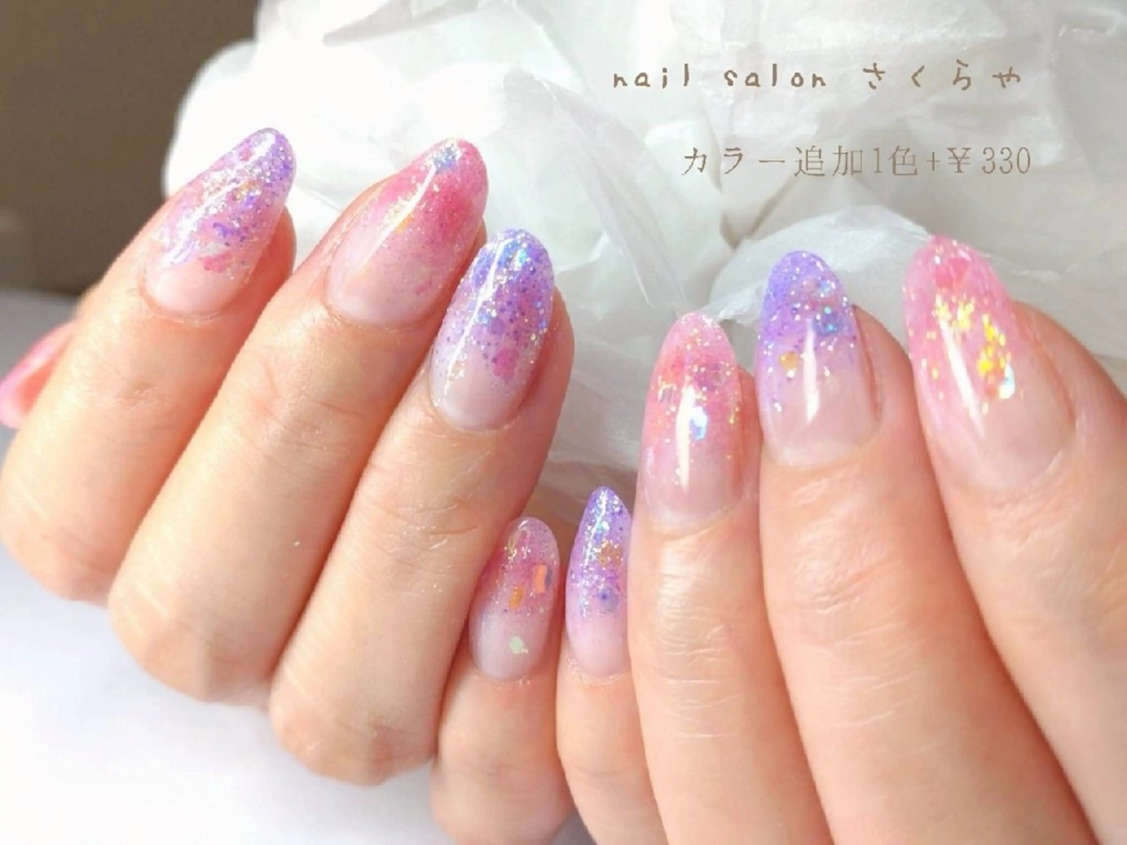 ネイル ジェルネイル ラメ(グリッター) ラメグラデーション パラジェル 夏ネイル さくらや❤ パラジェル使用のネイルデザイン