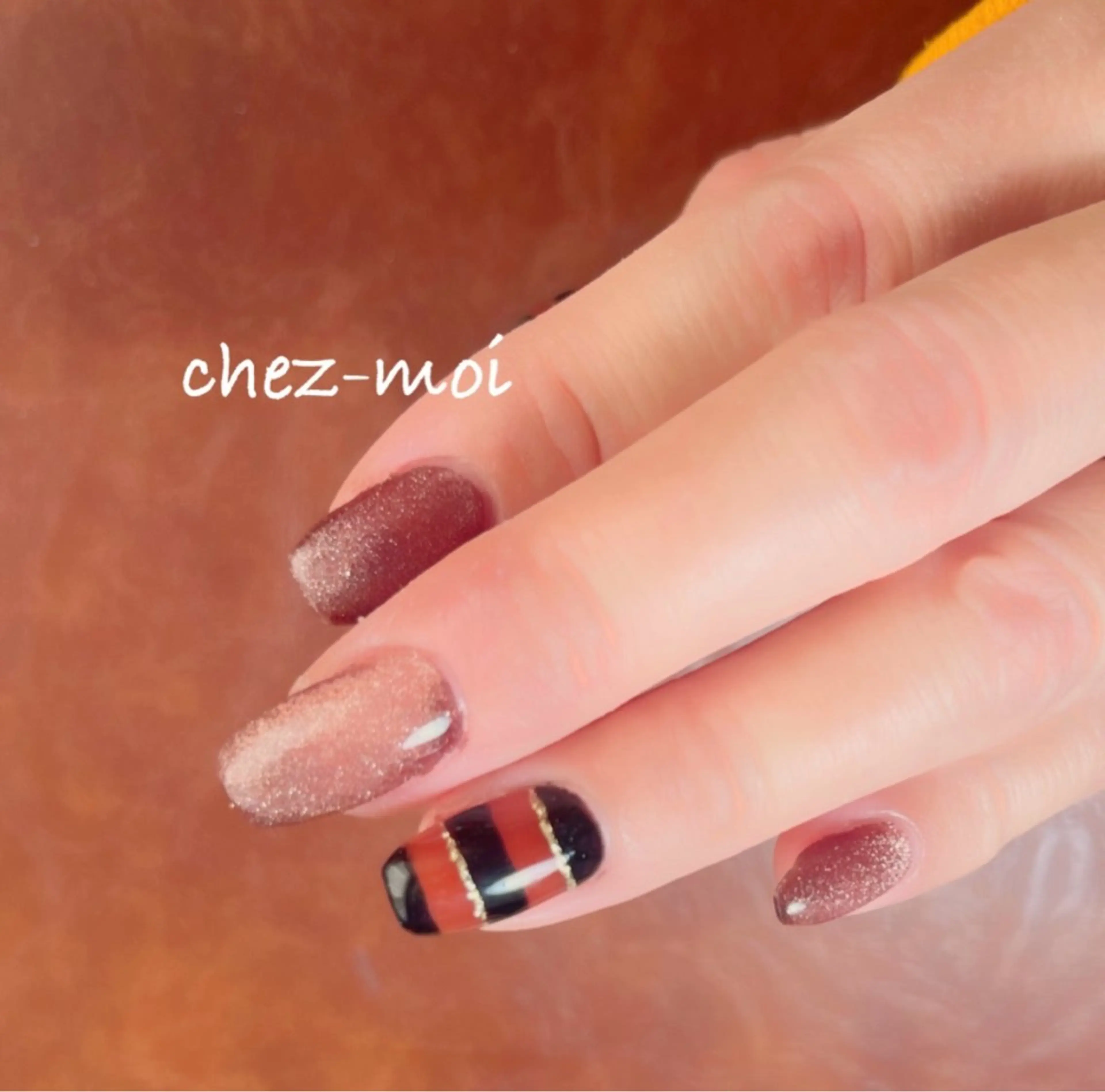 ネイル ボーダー マグネットネイル 🔹Chez-moi 🔹mayuのネイルデザイン