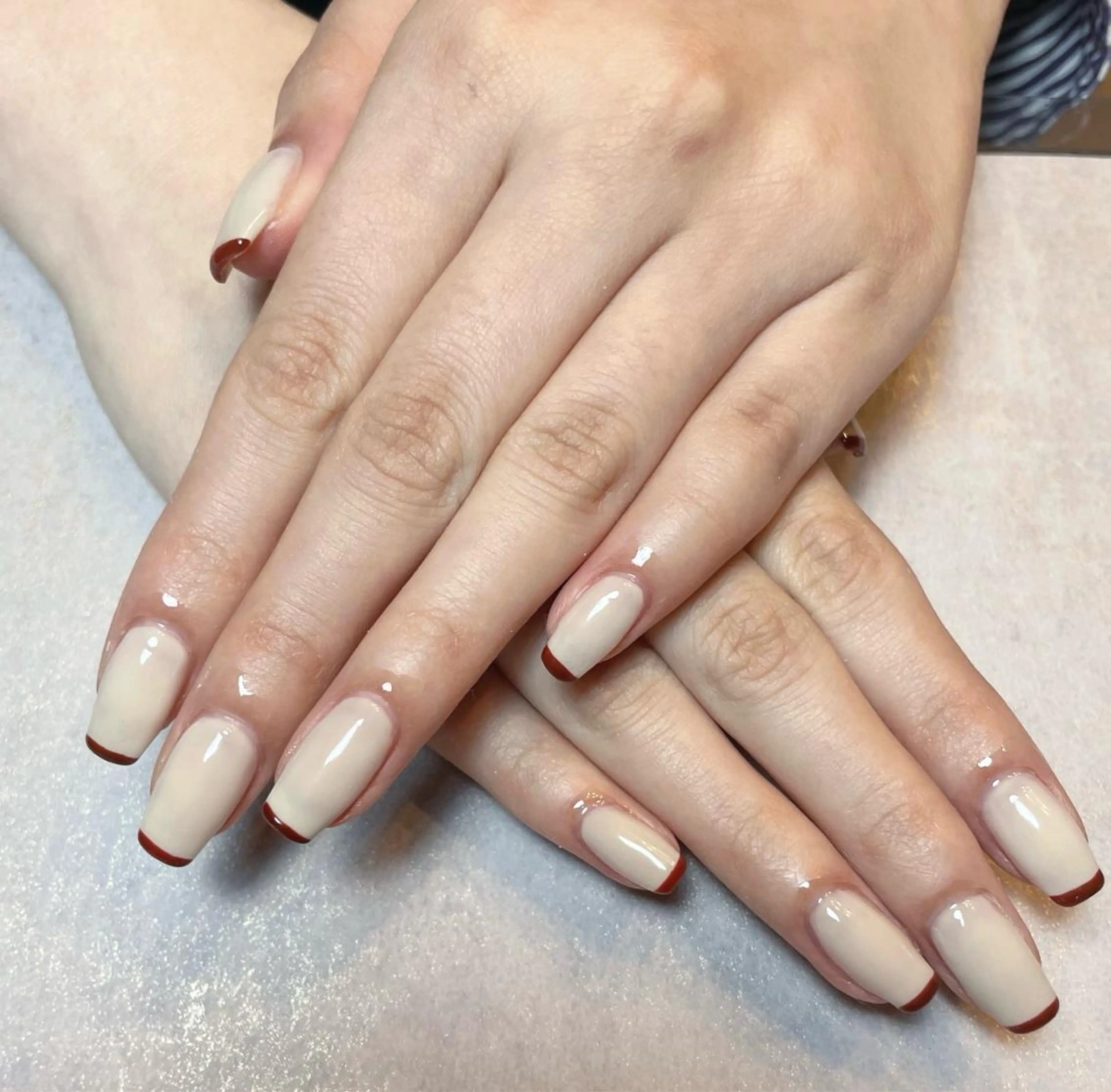 ネイル ボルドー フレンチネイル ジェルネイル オフィスネイル パラジェル BLANC.nail yuuのネイルデザイン