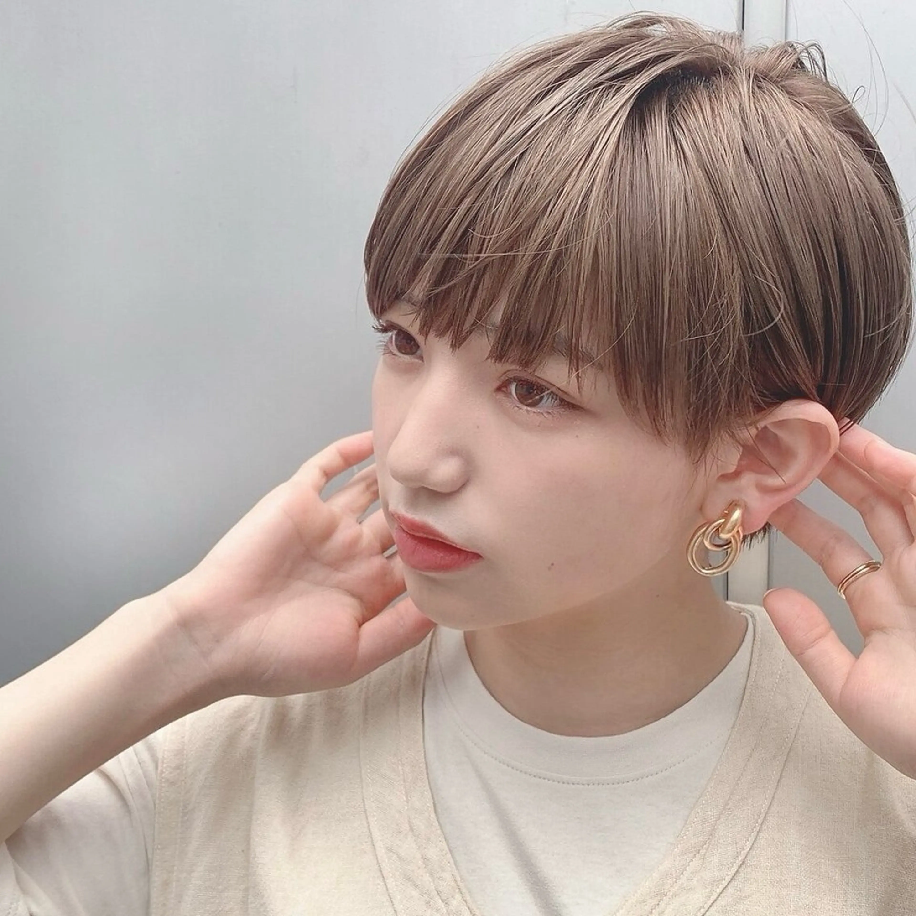 ショート 似合わせくすみカラー ‎/縮毛/川添桃花‎のヘアスタイル