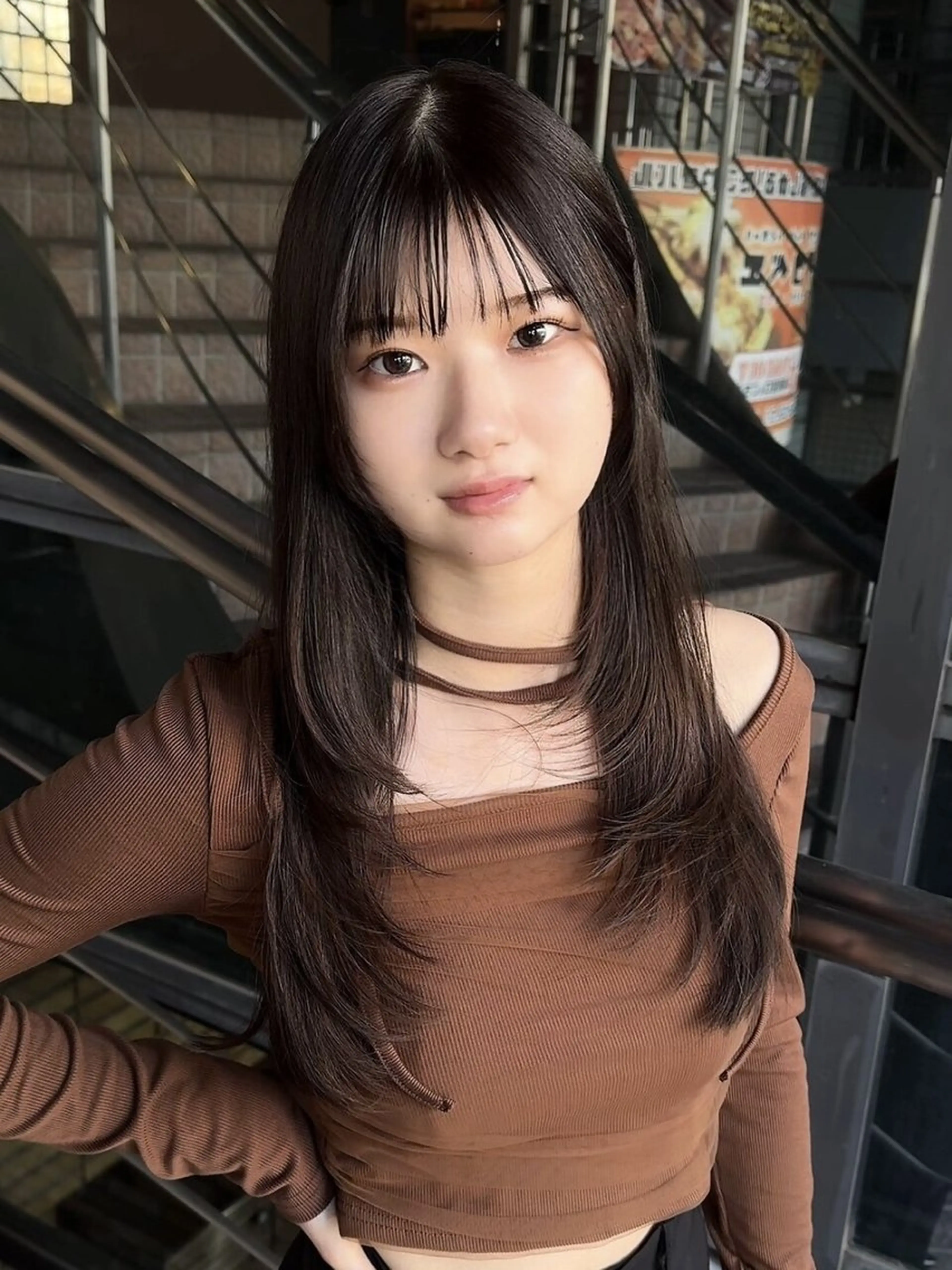 セミロング 顔まわりレイヤー 韓国風ヘア レイヤーカット 韓国STYLE 小久保のヘアスタイル