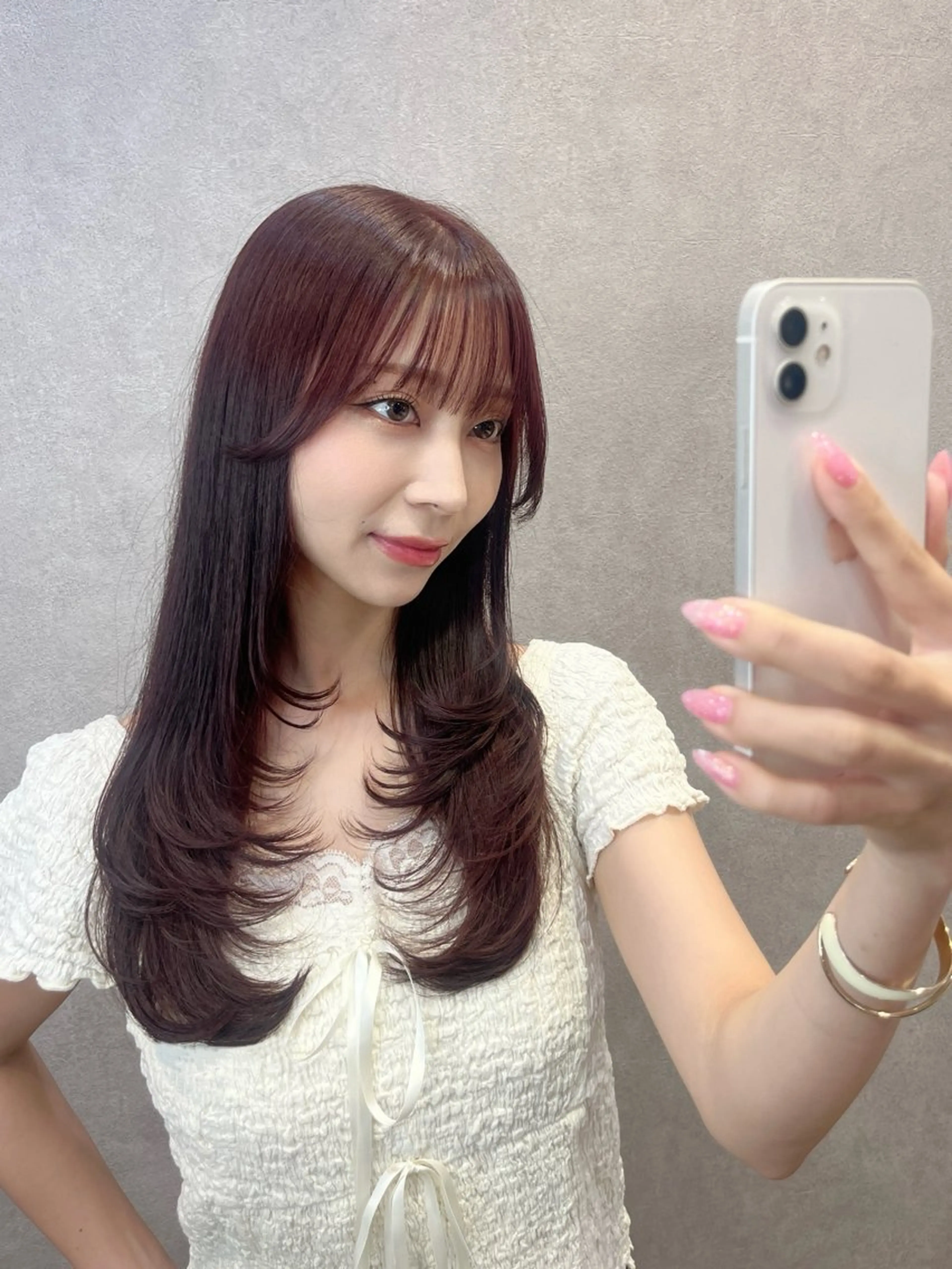 ロング カット ヘアカラー 韓国🎀レイヤー/艶 髪/縮毛矯正/ユリナのヘアスタイル