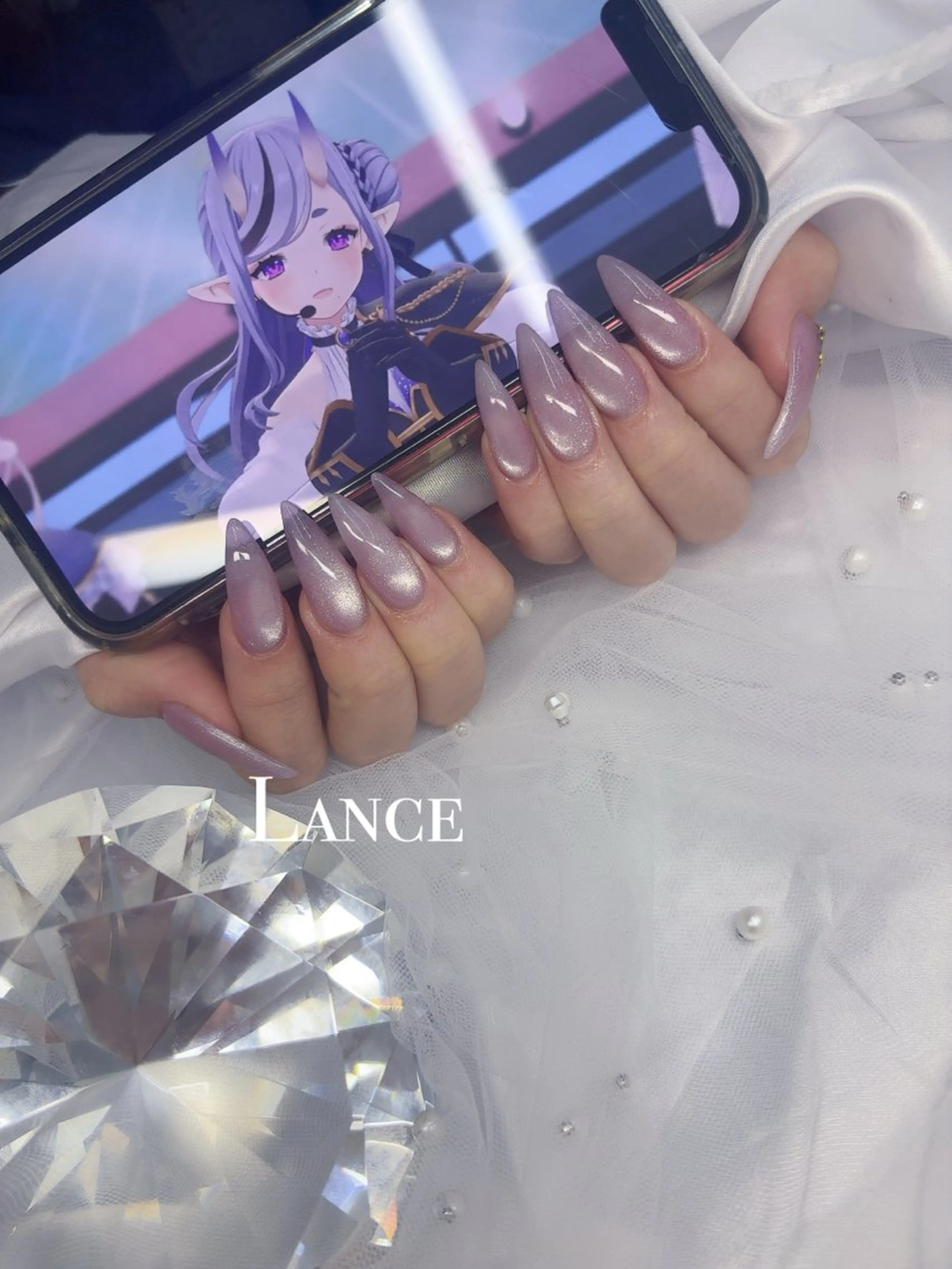 ネイル オーロラネイル ドット フットネイル 氷ネイル・うるうるネイル キラキラネイル ハンドネイル Lance nailのネイルデザイン