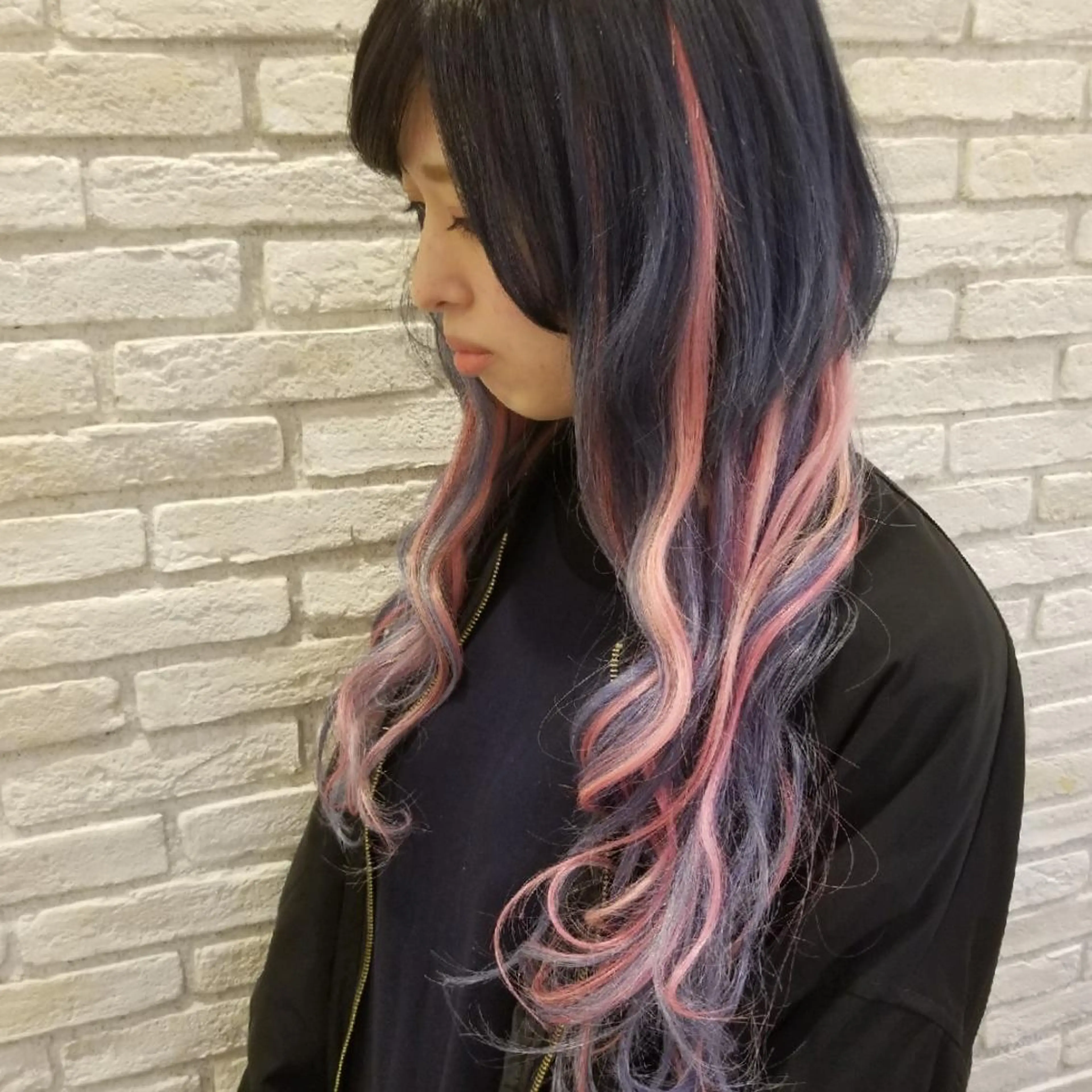 カラー ショート ネイビーカラー ピンクカラー エクステ シールエクステ♦️ レイヤー♦️福田晃大のヘアスタイル