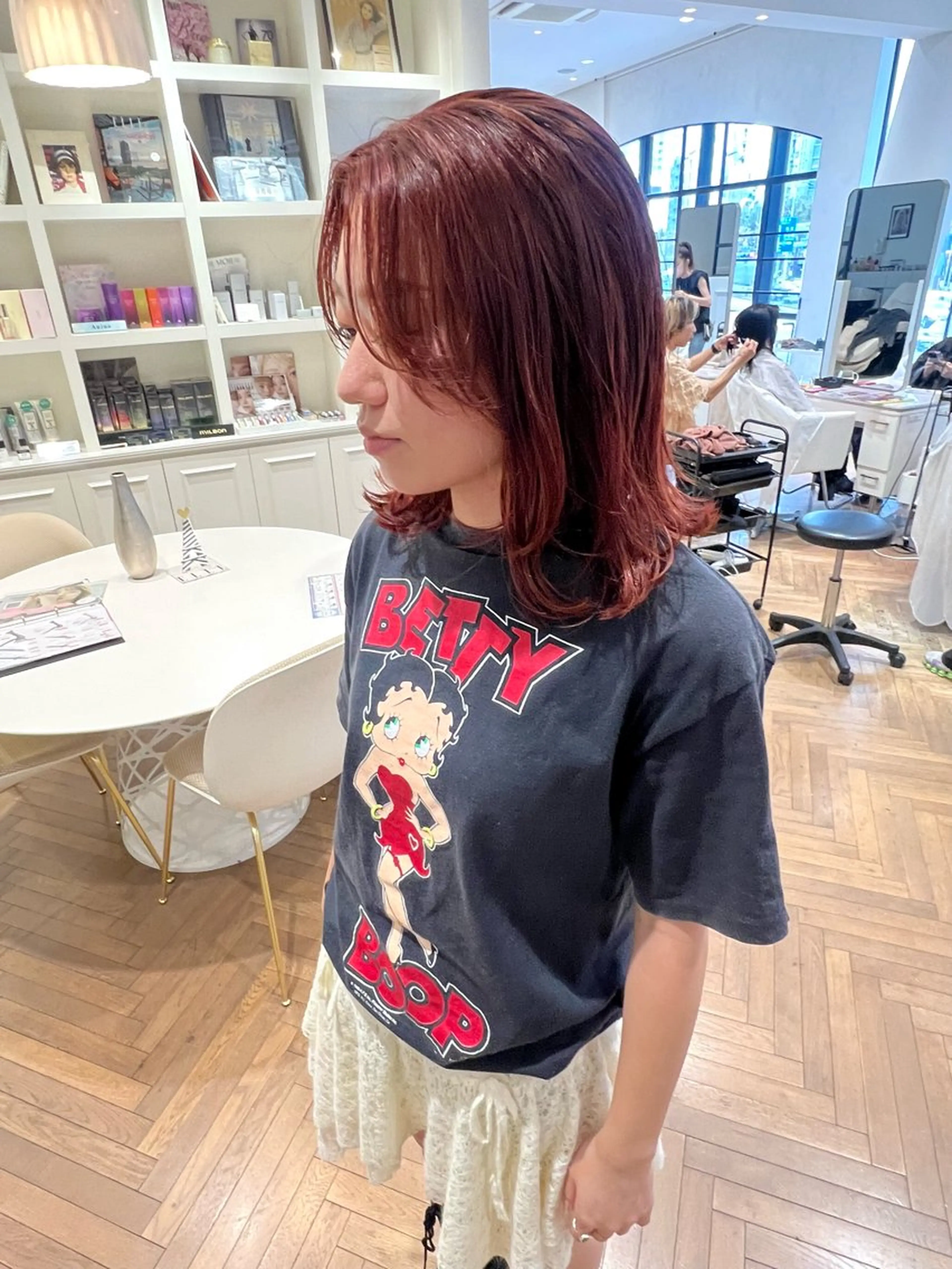 ミディアム カラー オレンジ カット ヘアカラー トリートメント 似合わせ/レイヤー 💟SAEのヘアスタイル