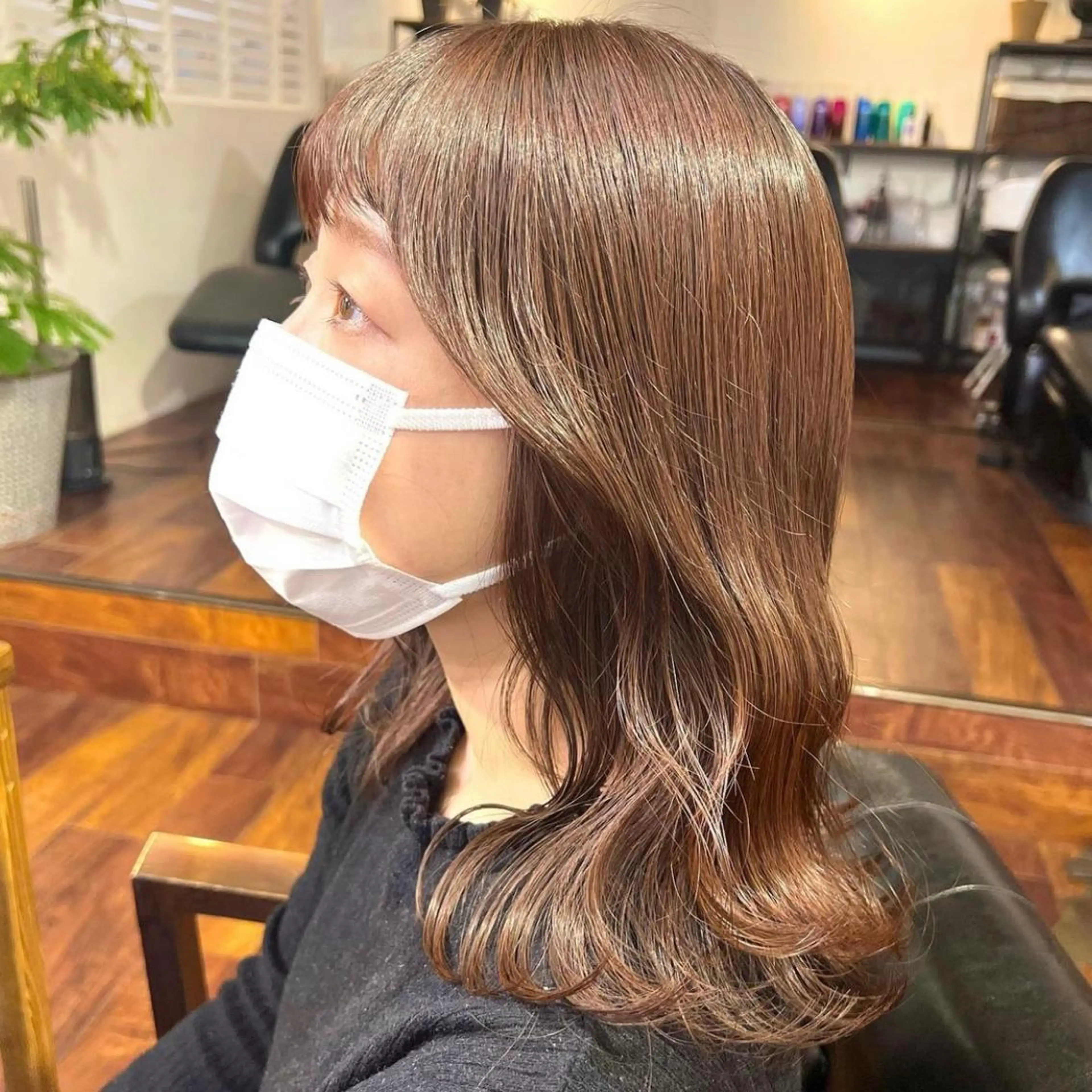 ミディアム カラー ブラウンカラー テラコッタ 韓国ヘア /男女☘️ 細江 美紅のヘアスタイル