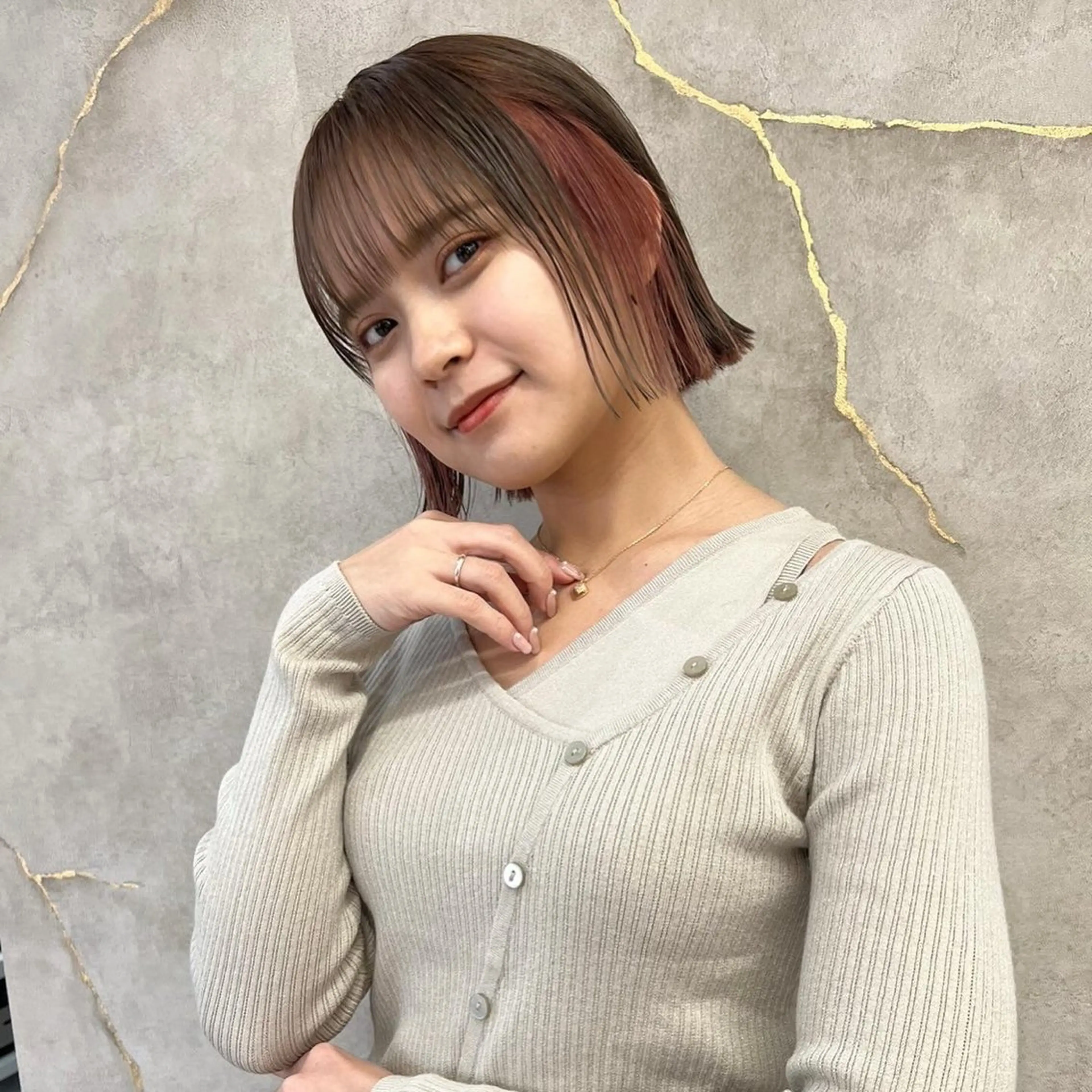 ミディアム ボブ カット ヘアカラー トリートメント 透明感カラー　中嶋 将城のヘアスタイル