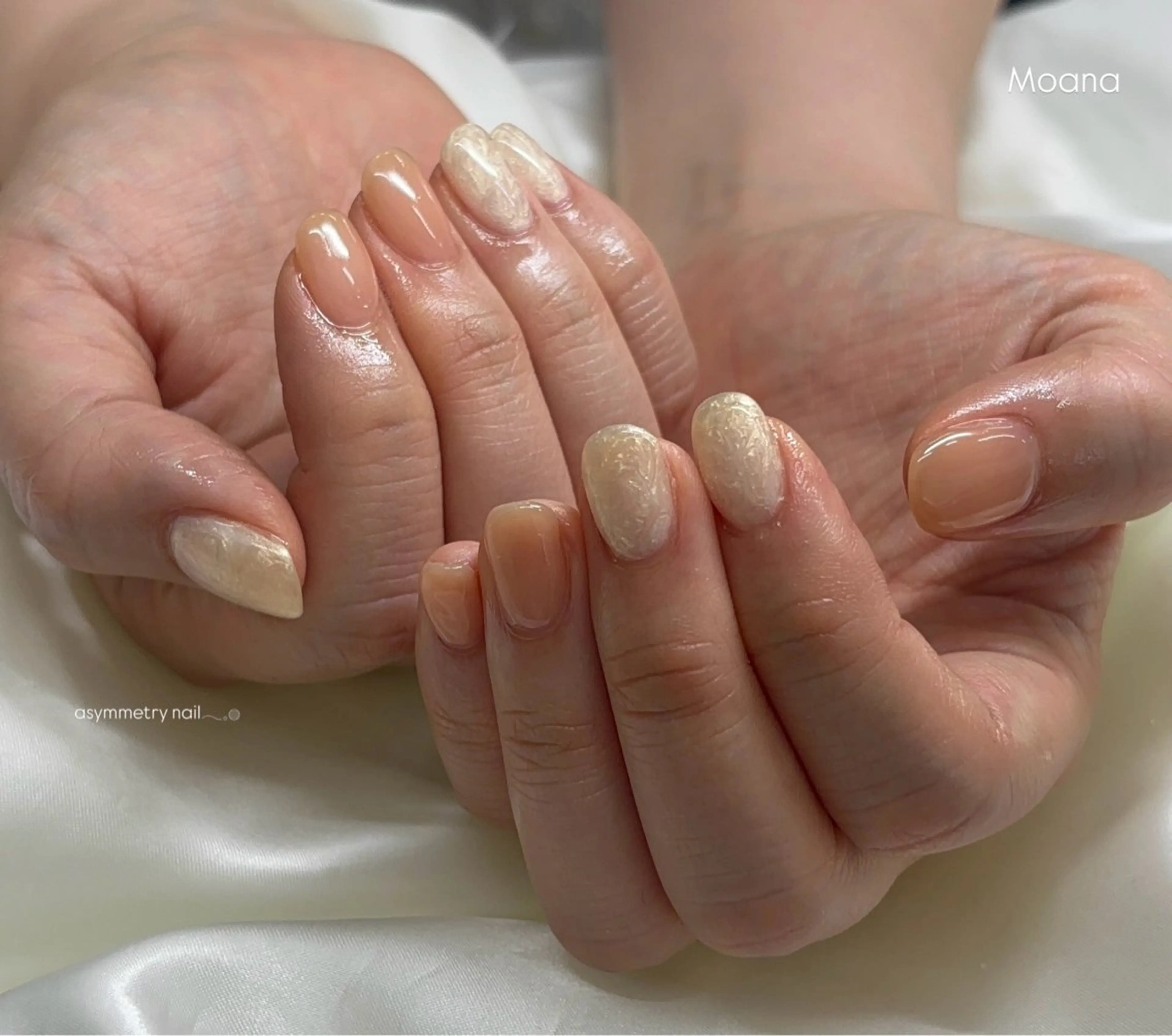 ネイル オレンジ 春ネイル ホワイト Moana nail Hiyoriのネイルデザイン