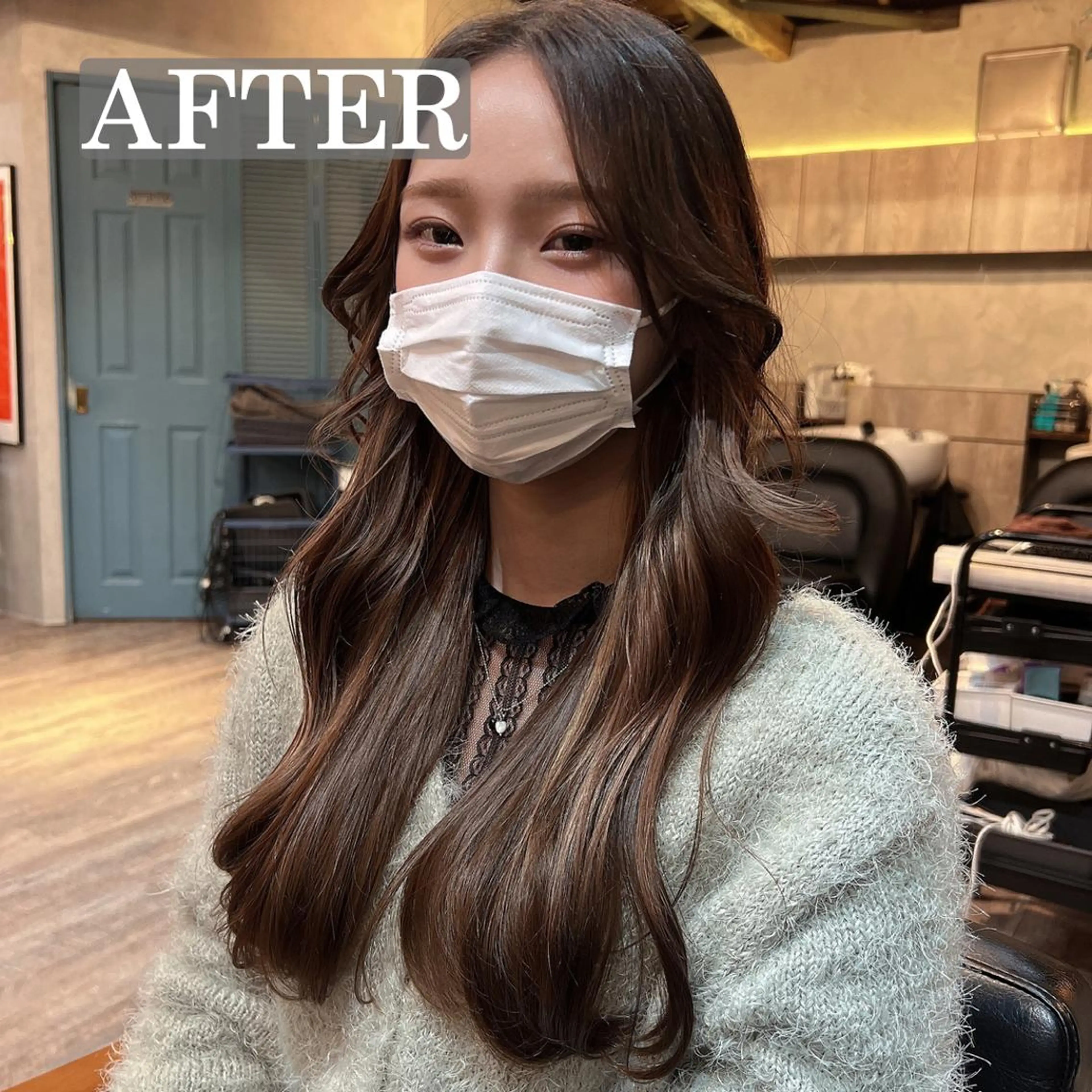 ロング カラー カット ヘアカラー トリートメント 顔周りカット× 髪質改善【リョウ】のヘアスタイル