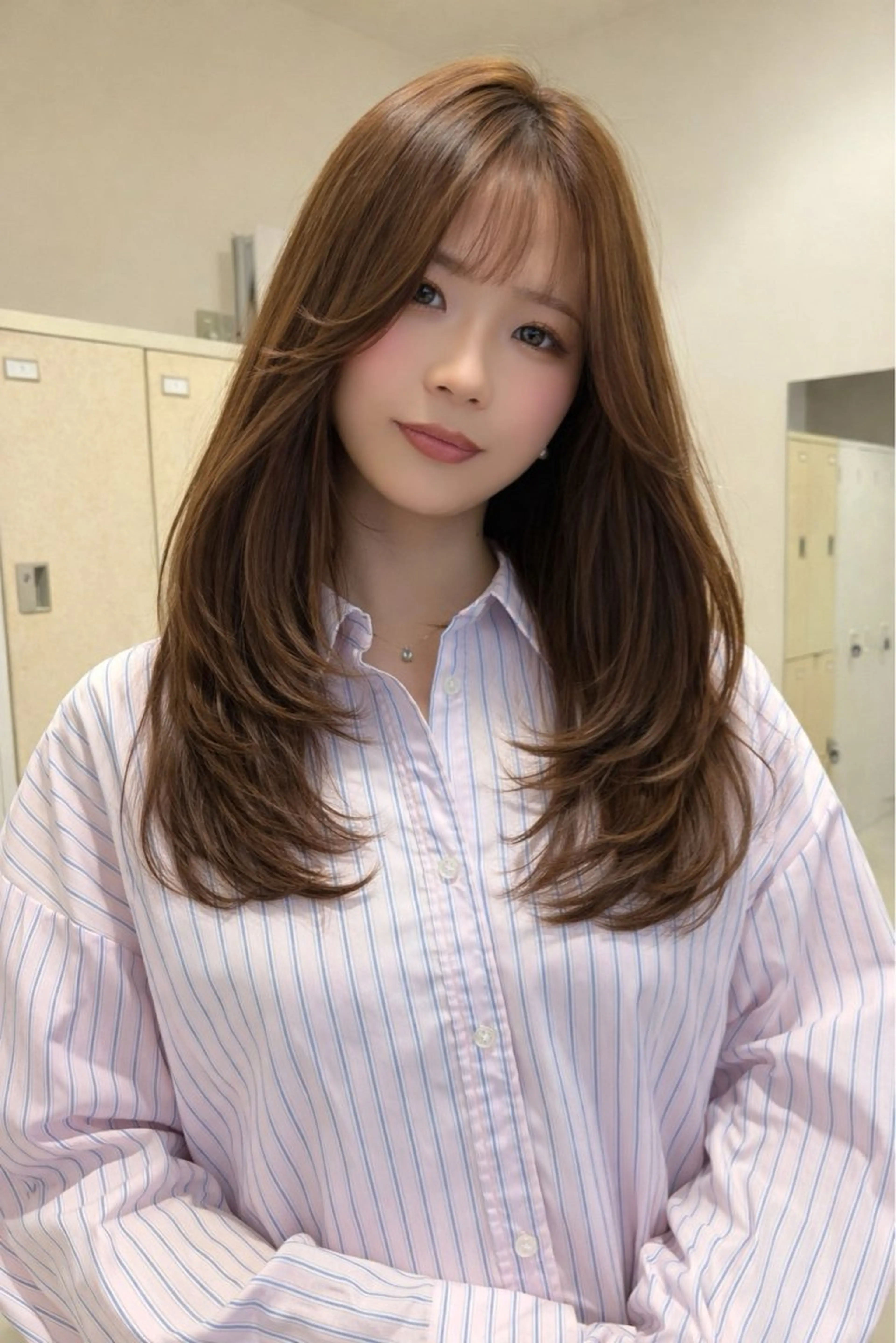 ロング カット ヘアカラー トリートメント 曲がるストレート/ レイヤー/大野真央のヘアスタイル