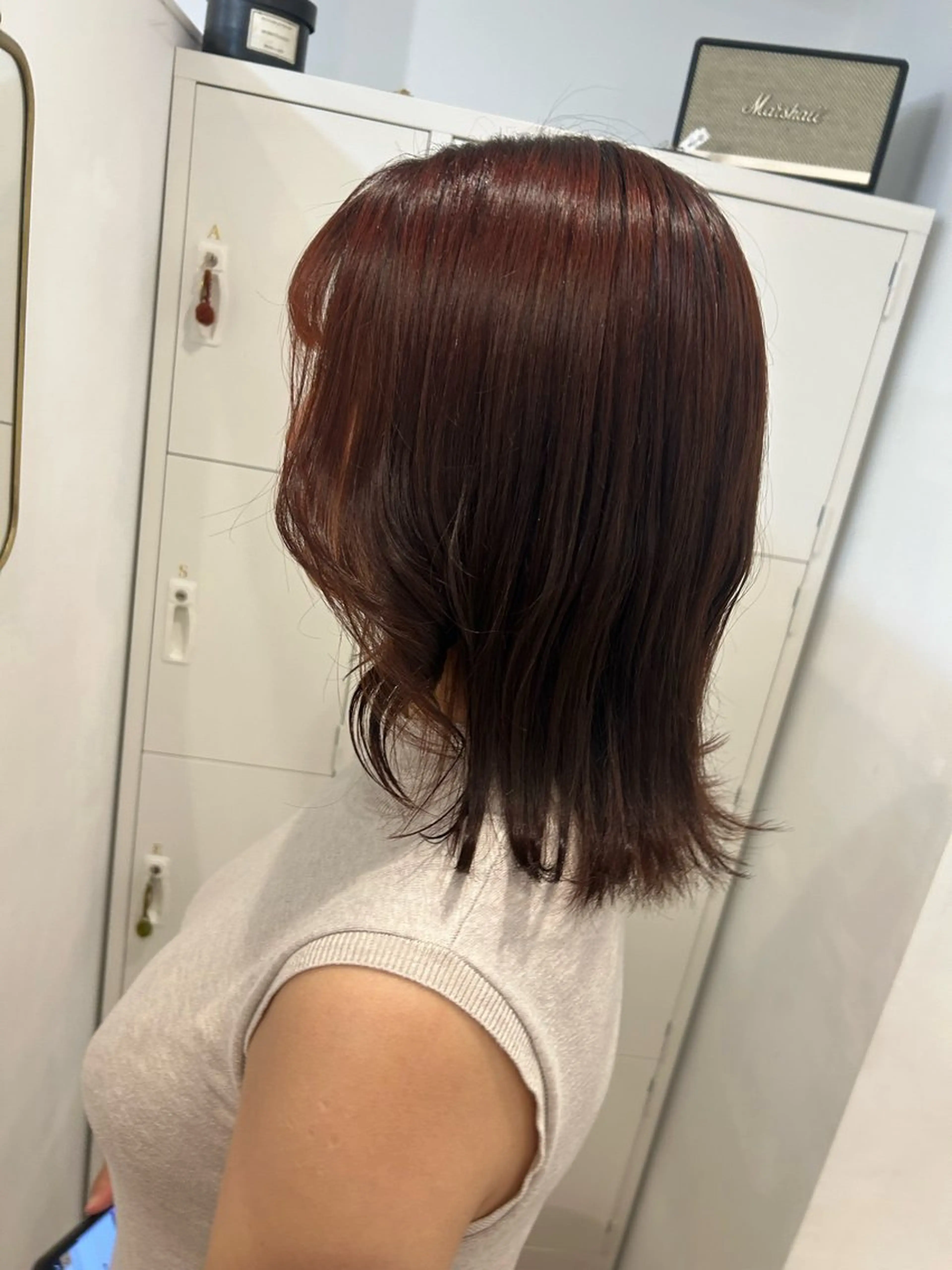 ミディアム オレンジブラウン カット ヘアカラー トリートメント オリーブ/ ナカミネアキナのヘアスタイル