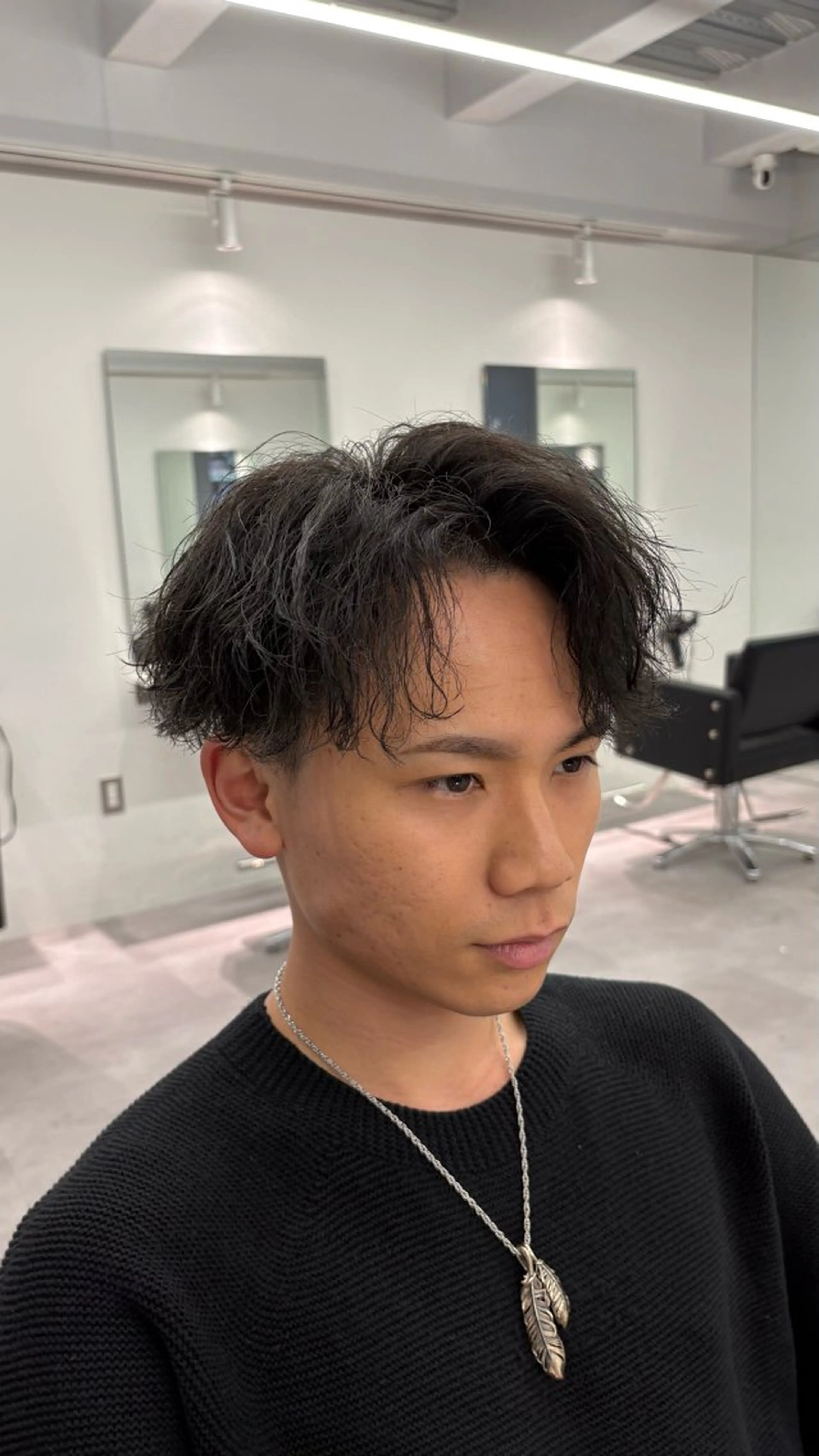 ミディアム パーマ メンズ カット パーマ 高橋 周のヘアスタイル