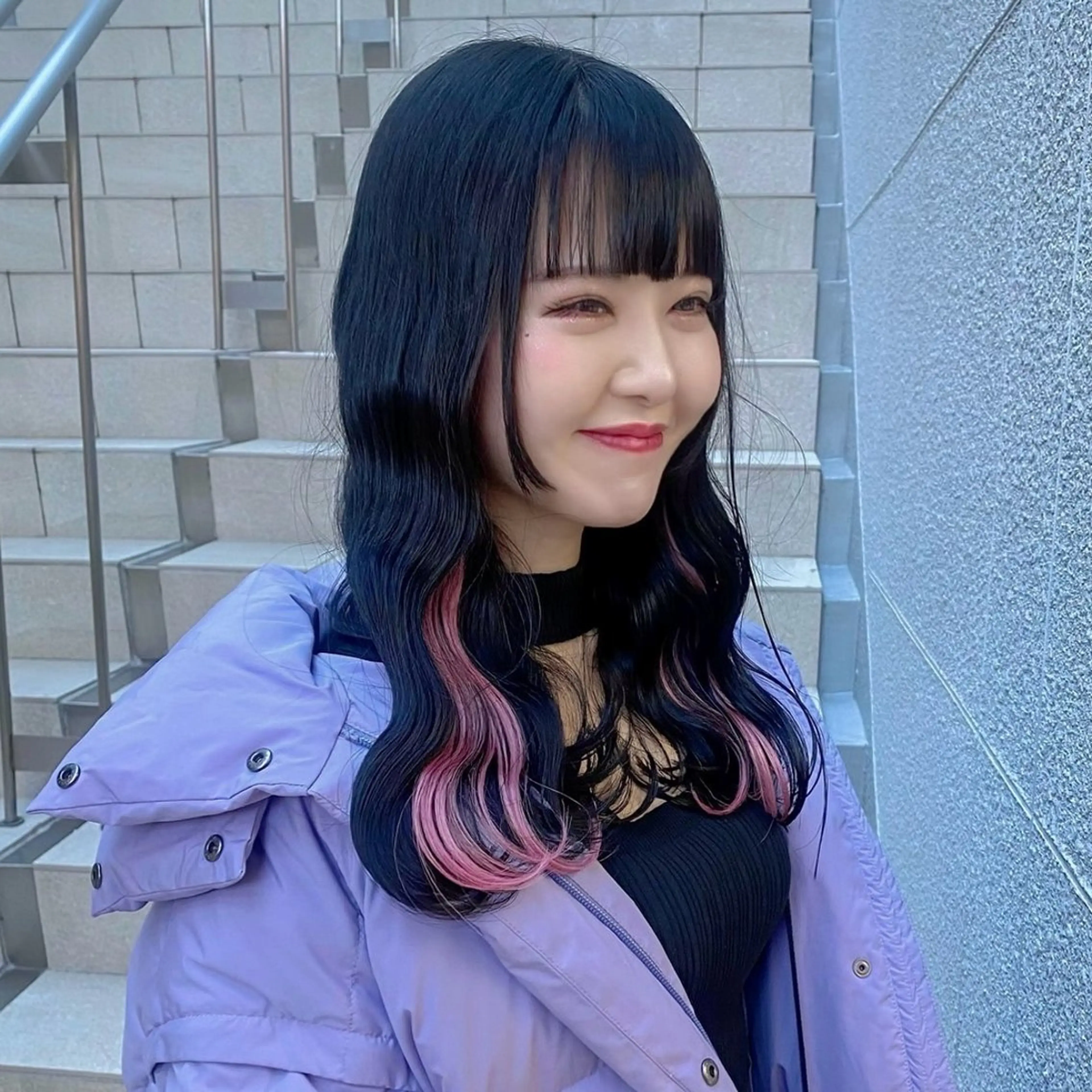 セミロング カラー ヘアアレンジ 🎀モテ暖色× エクステ🎀あかりのヘアスタイル