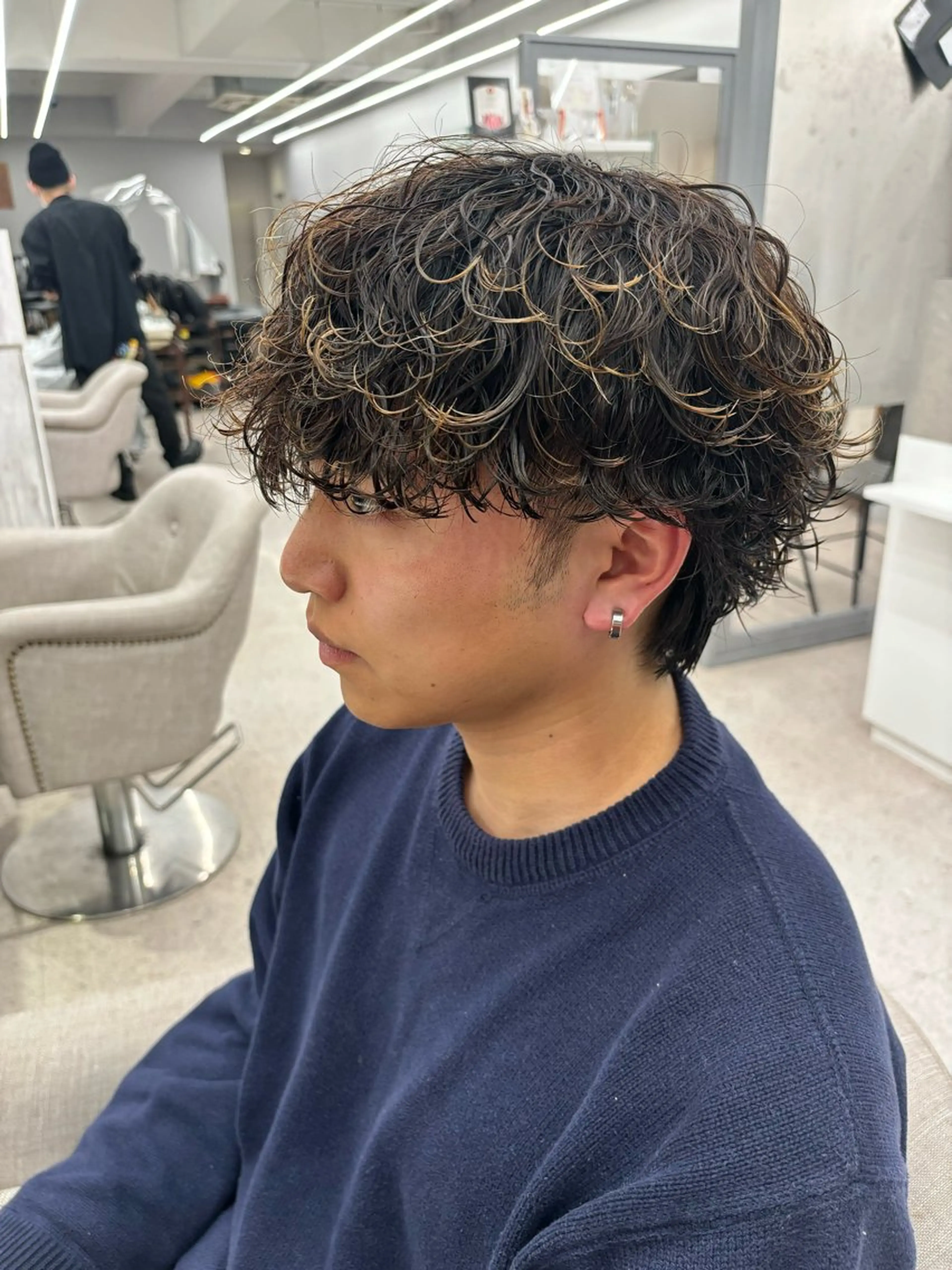 パーマ メンズ マッシュ メンズパーマ 刈り上げ 波巻きパーマ カット パーマ 🍐シャドウパーマ メンズ特化/守岡🍐のヘアスタイル