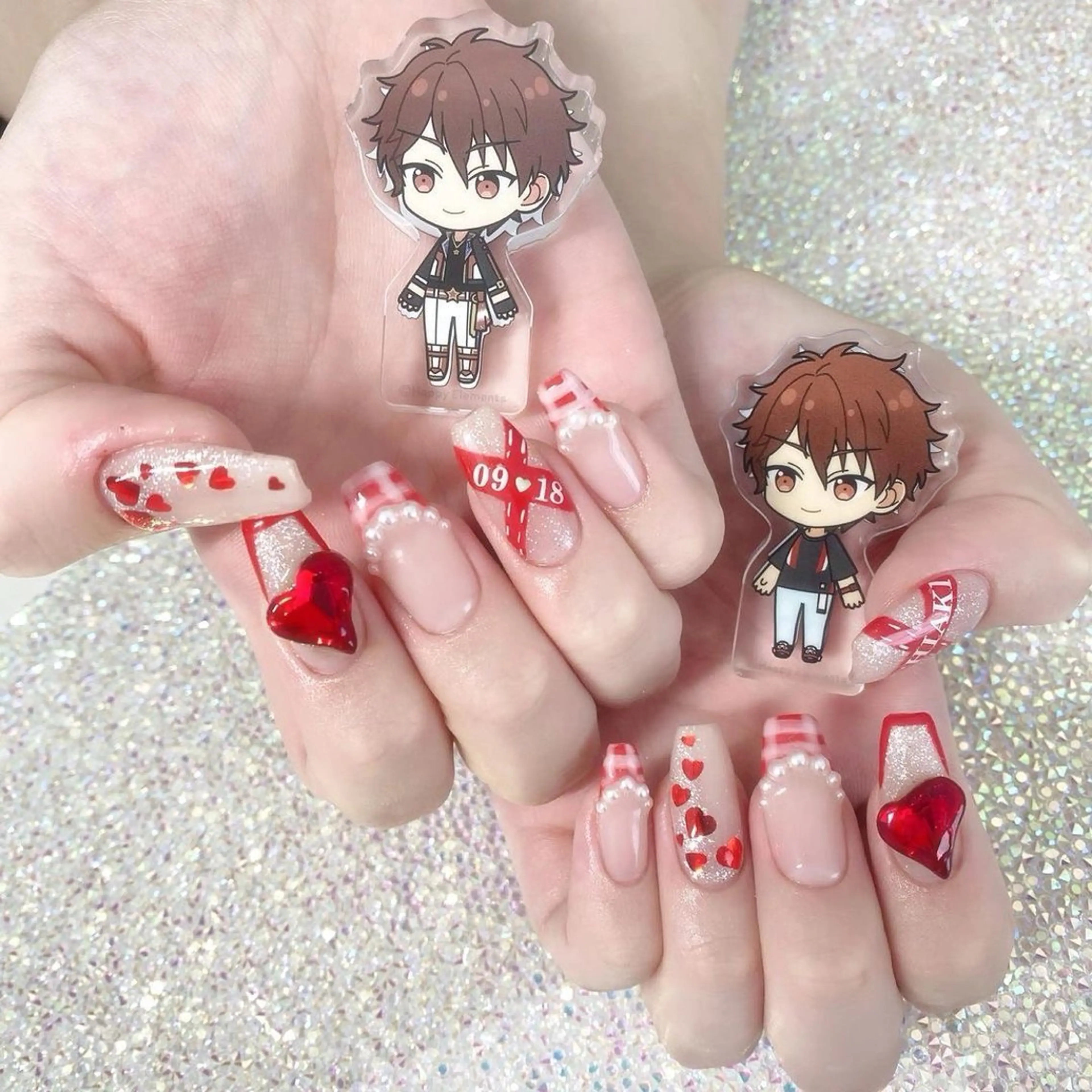 ネイル マグネットネイル ピンク ネイルチップ 冬ネイル Lee Nailsのネイルデザイン