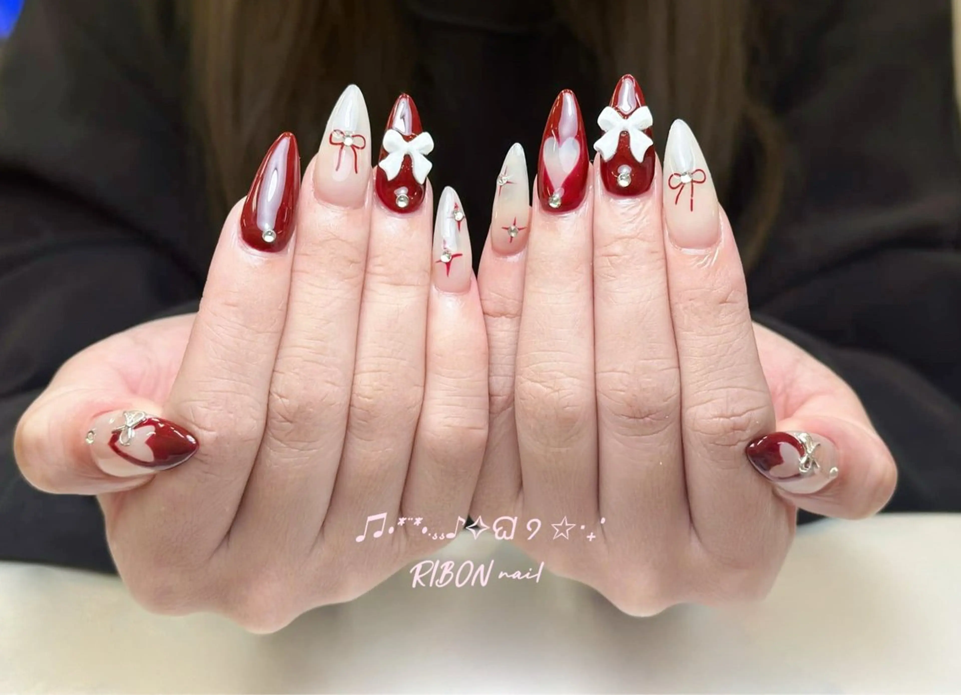 ネイル チークネイル 長さ出し フレンチネイル ジェルネイル グラデーション ハンドネイル RIBON nail salonのネイルデザイン