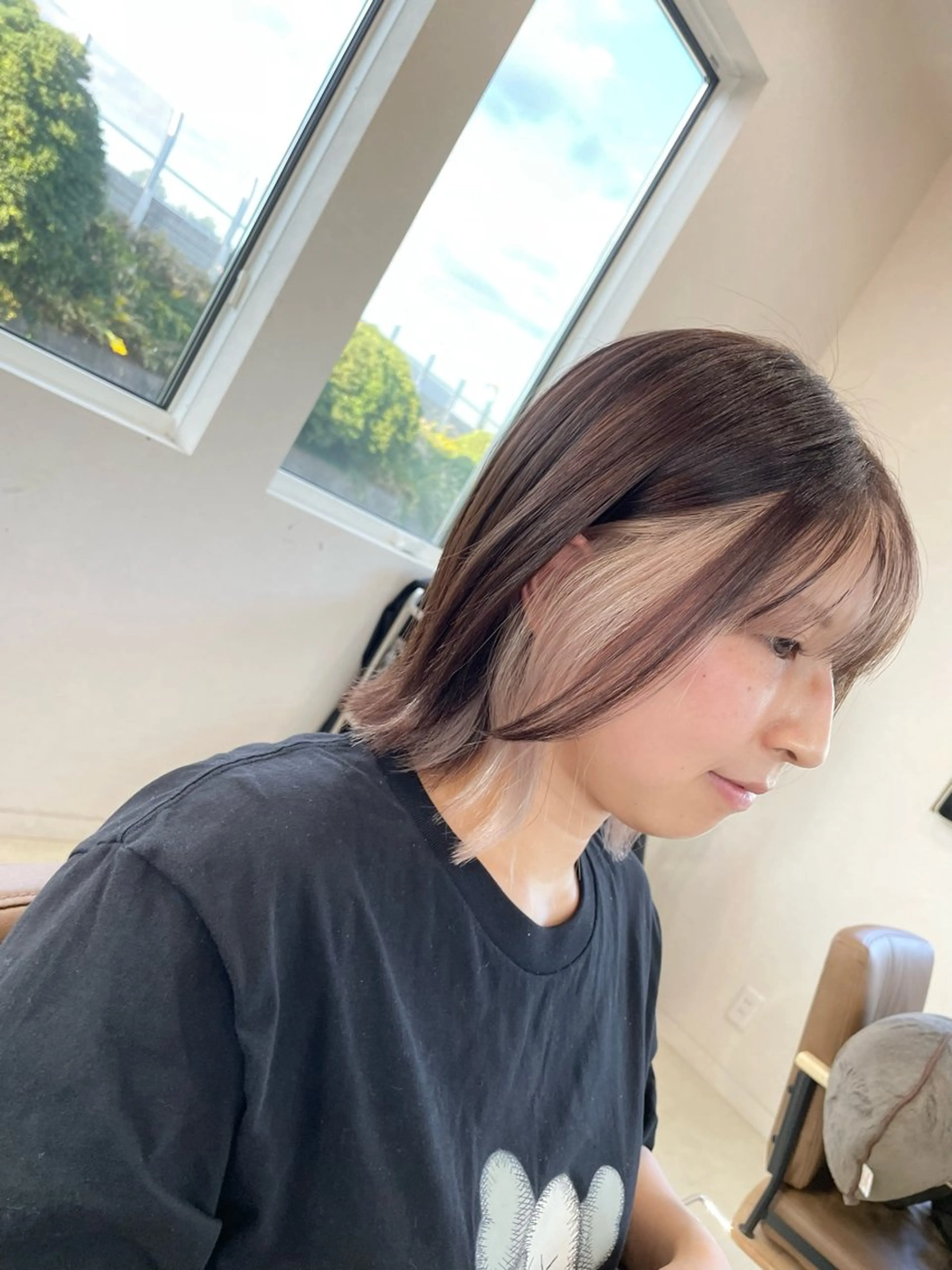 ミディアム ヘアカラー 鈴木 妃帆未のヘアスタイル