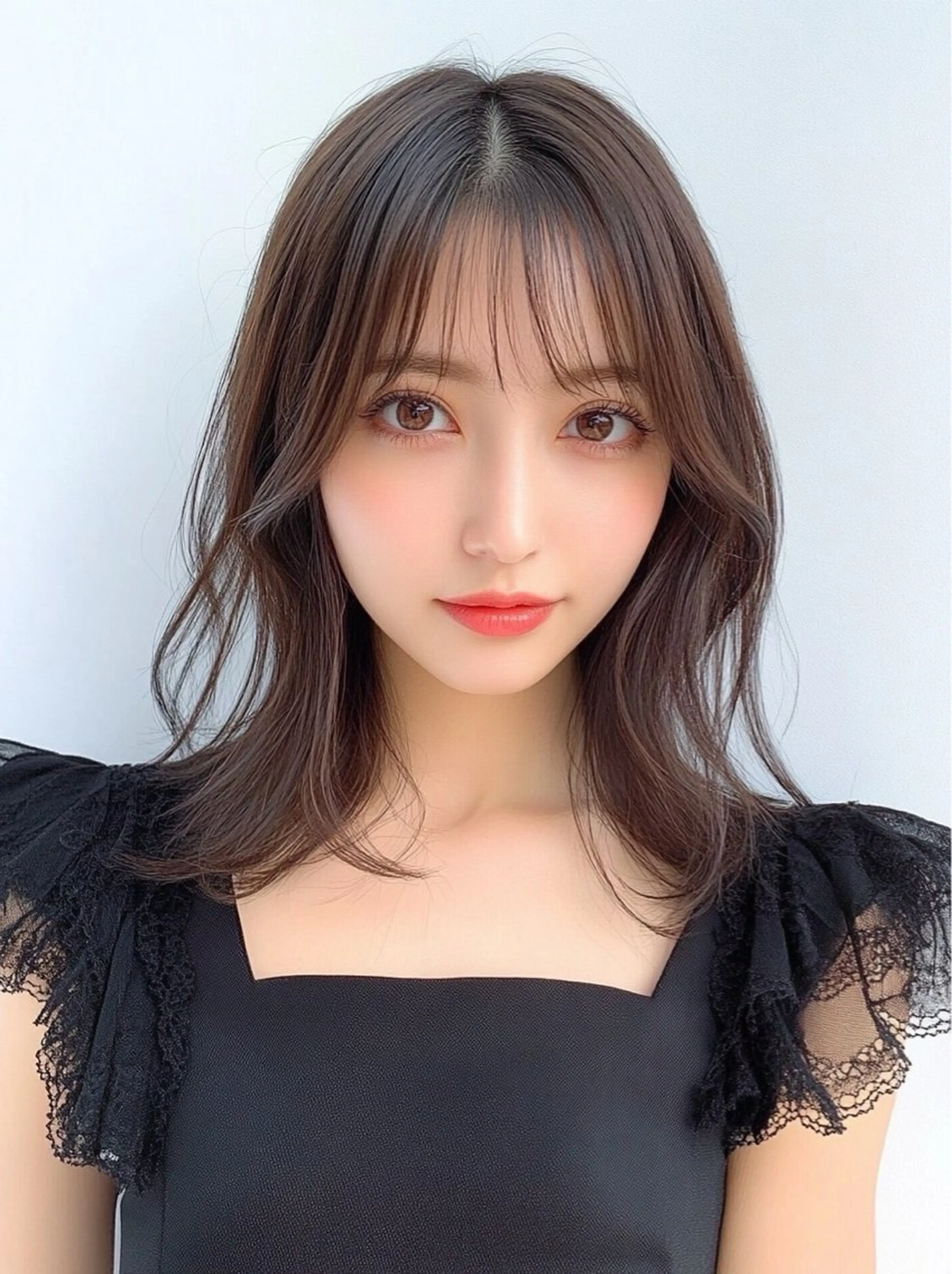 ミディアム カラー カット ヘアカラー トリートメント レイヤー×顔周 り×髪質改善/MIUのヘアスタイル