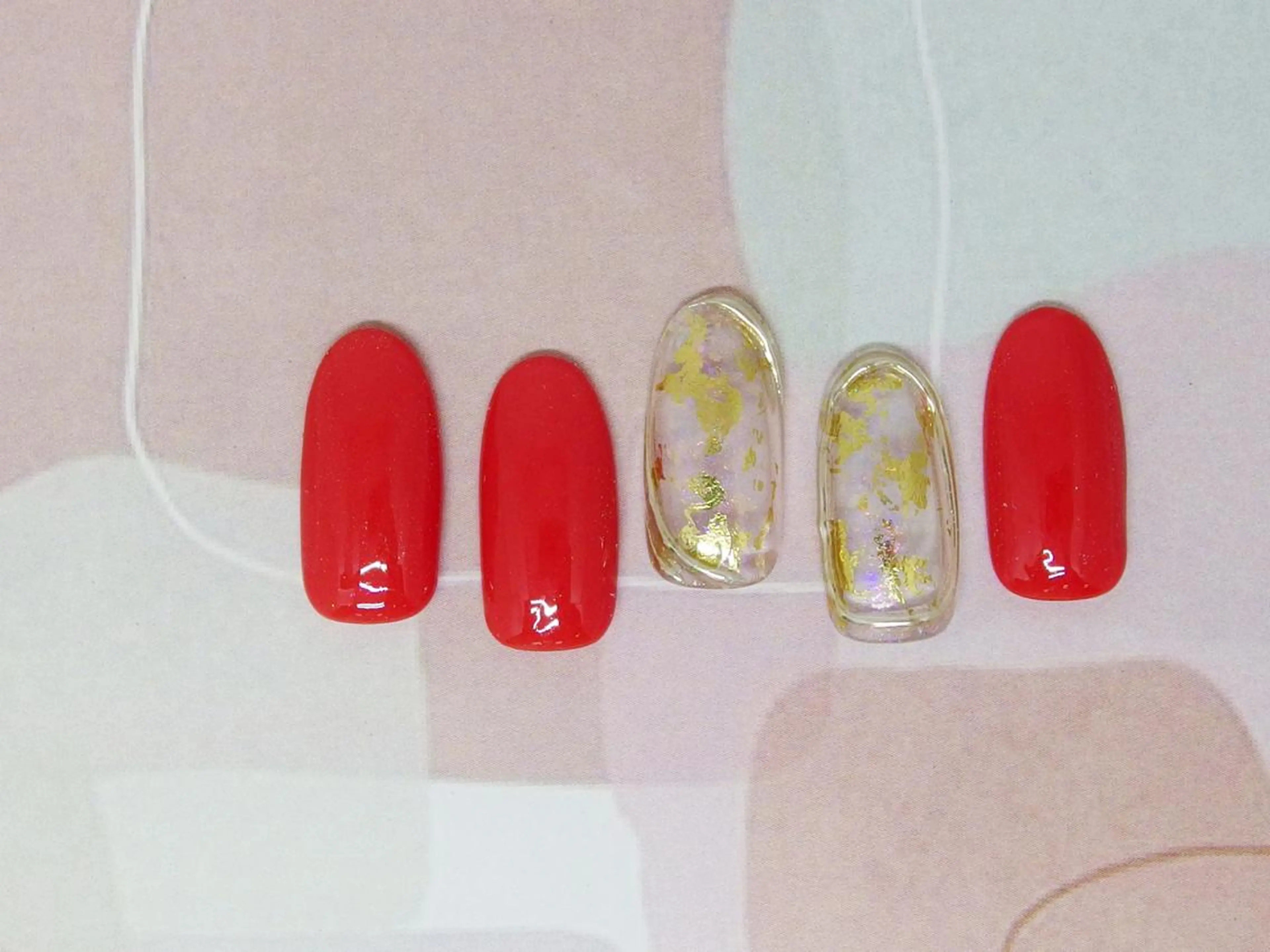 ネイル 赤色 ハンドネイル ティーエヌ 金山駅東口店のネイルデザイン