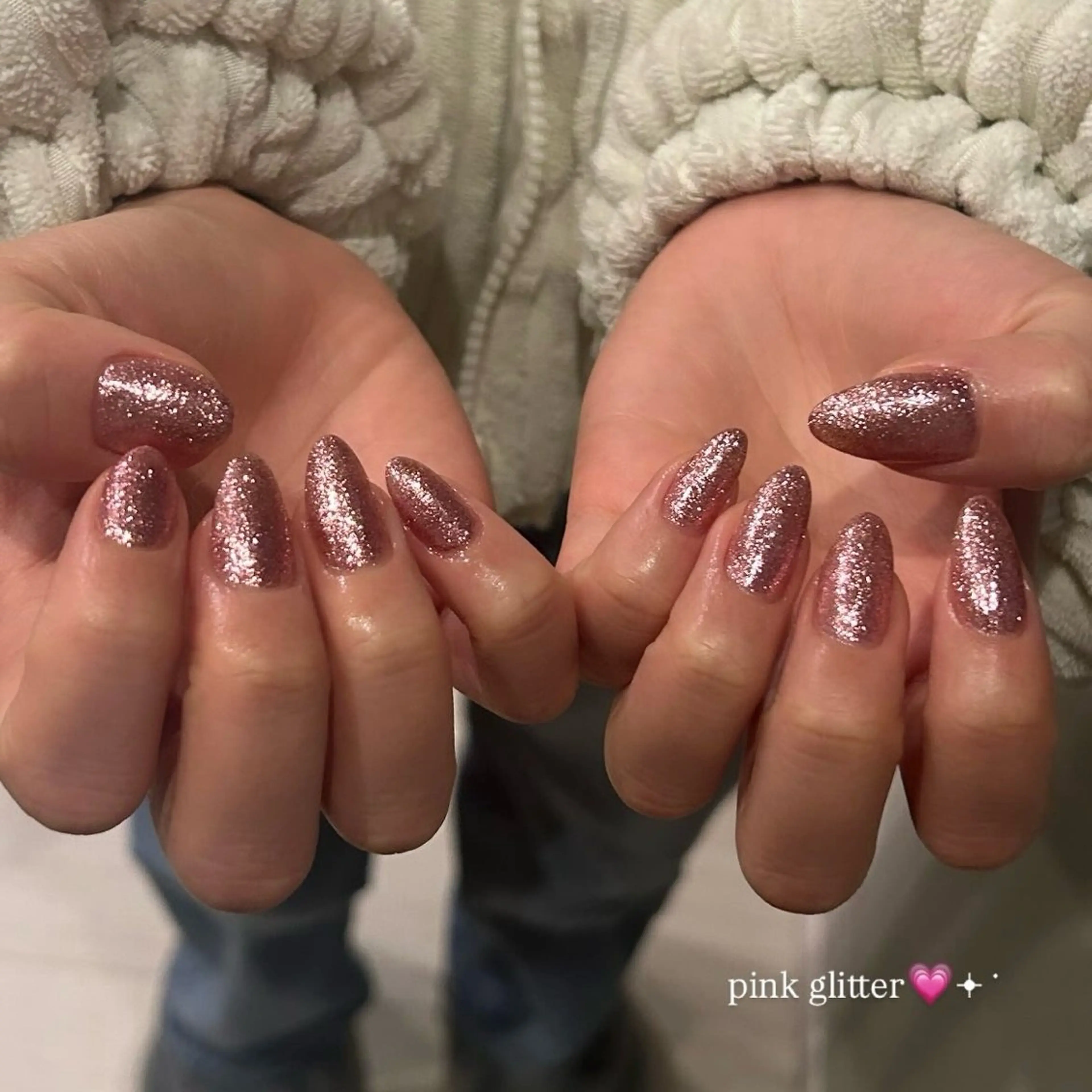 ネイル ラメ(グリッター) ワンカラーネイル ピンク 春ネイル 寺尾 美咲のネイルデザイン