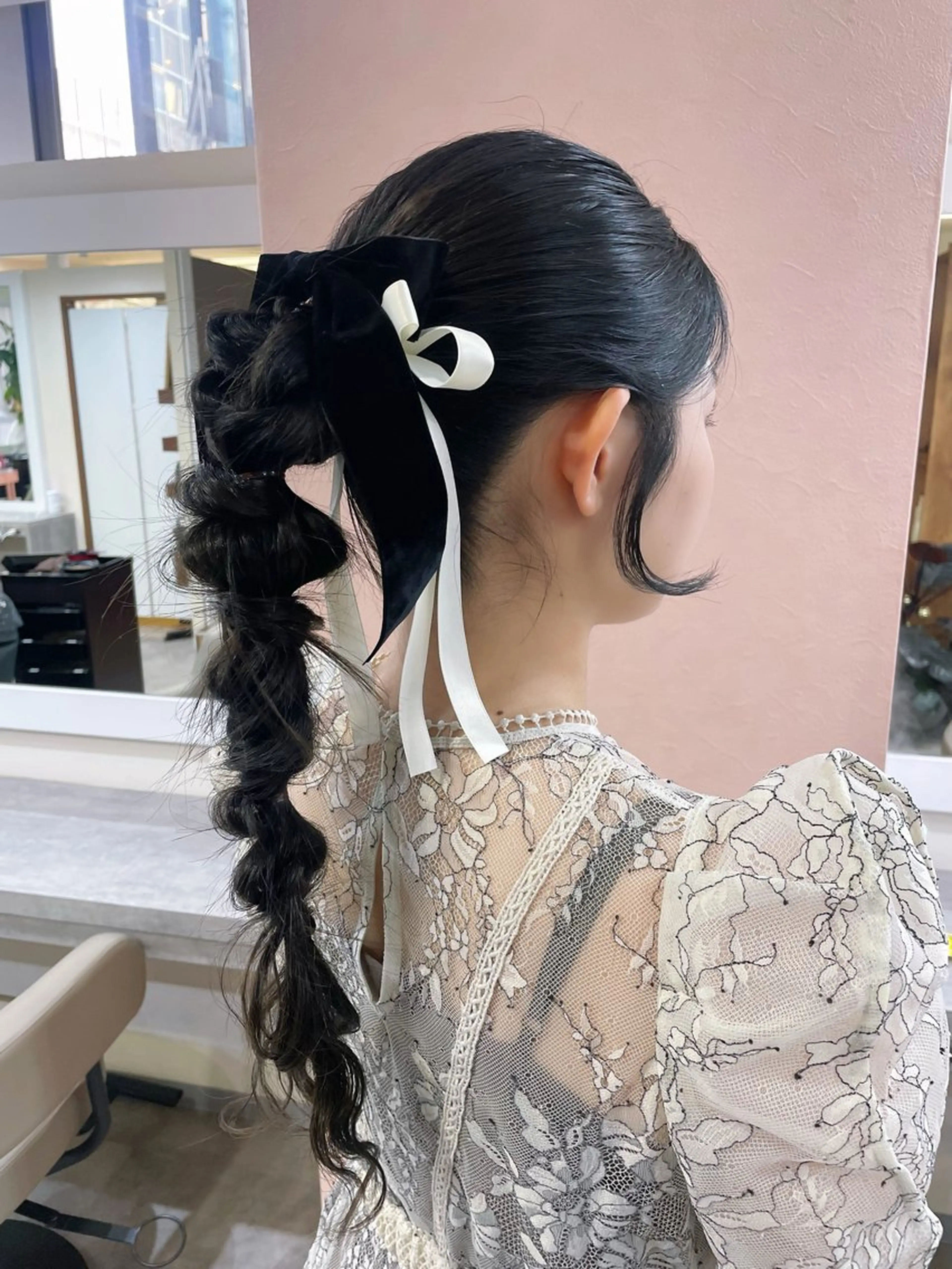 ロング ヘアアレンジ ポニーテール ヘアセット 韓国風パーマ/ヘア セット/店長みづきのヘアスタイル