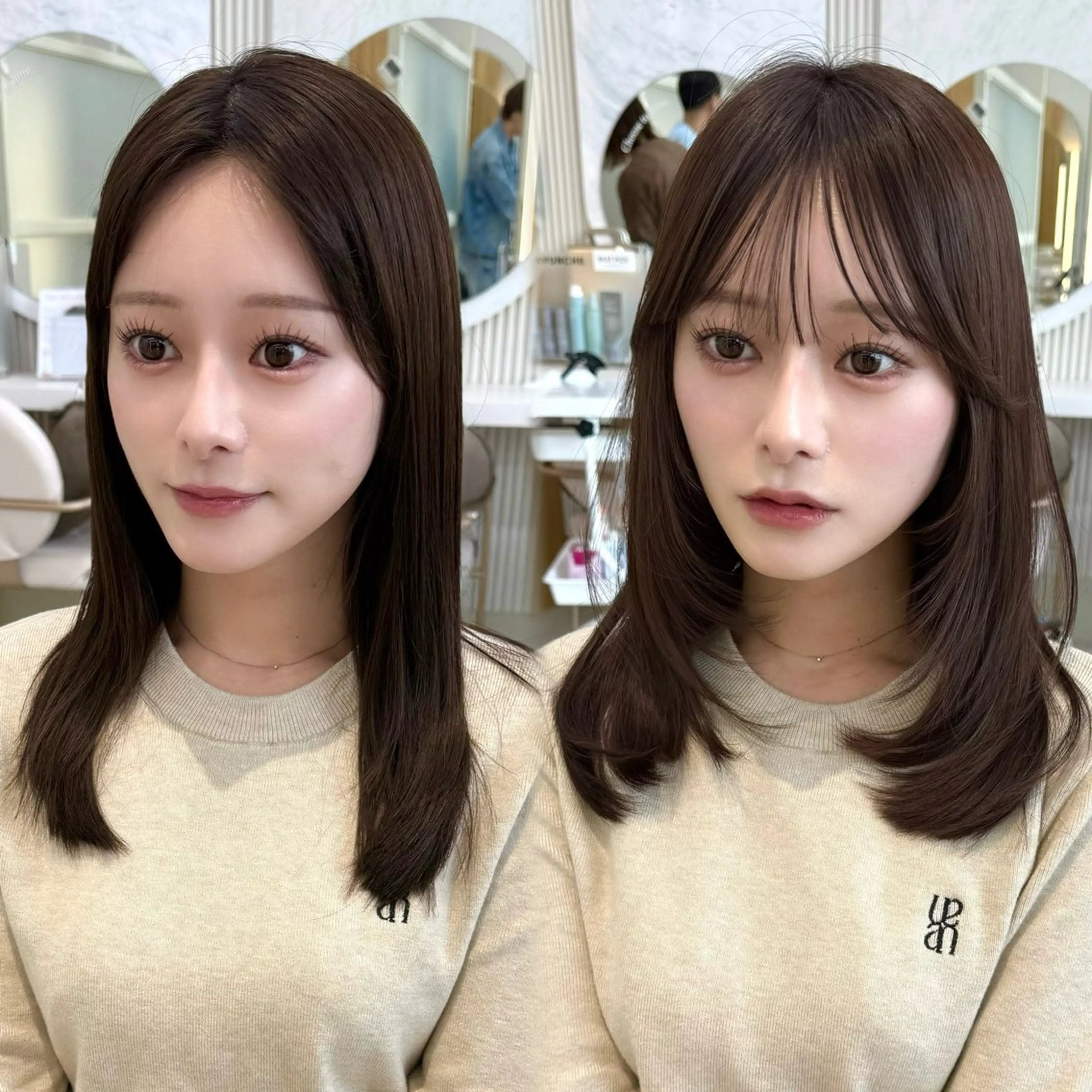 セミロング カラー 似合わせレイヤー/ 透明感カラーのヘアスタイル