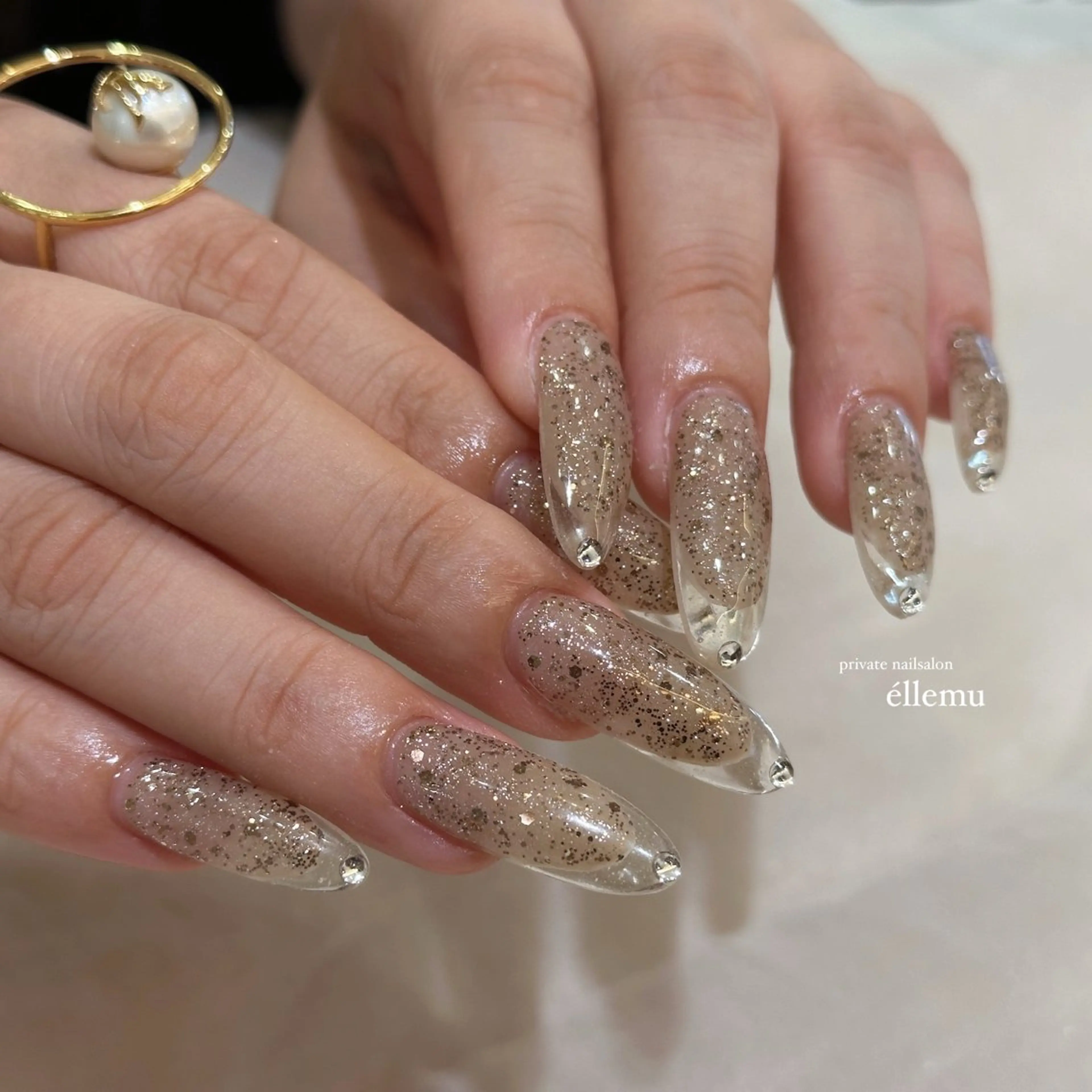 ネイル クリアネイル フレンチネイル ハンドネイル éllemu えるみゅのネイルデザイン