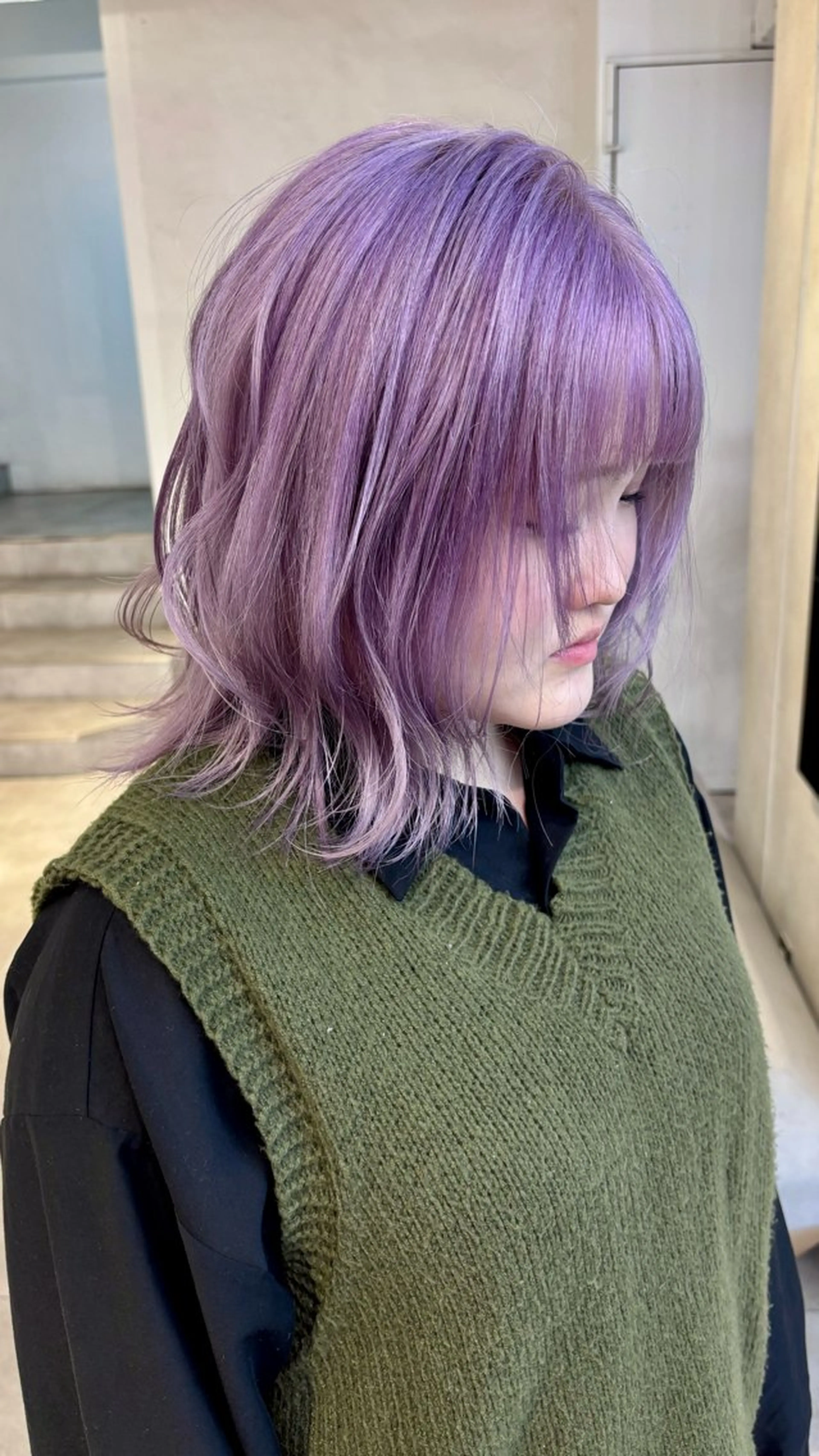 ミディアム カラー ヘアカラー ハイトーン/レイヤー nail 百咲💌のヘアスタイル