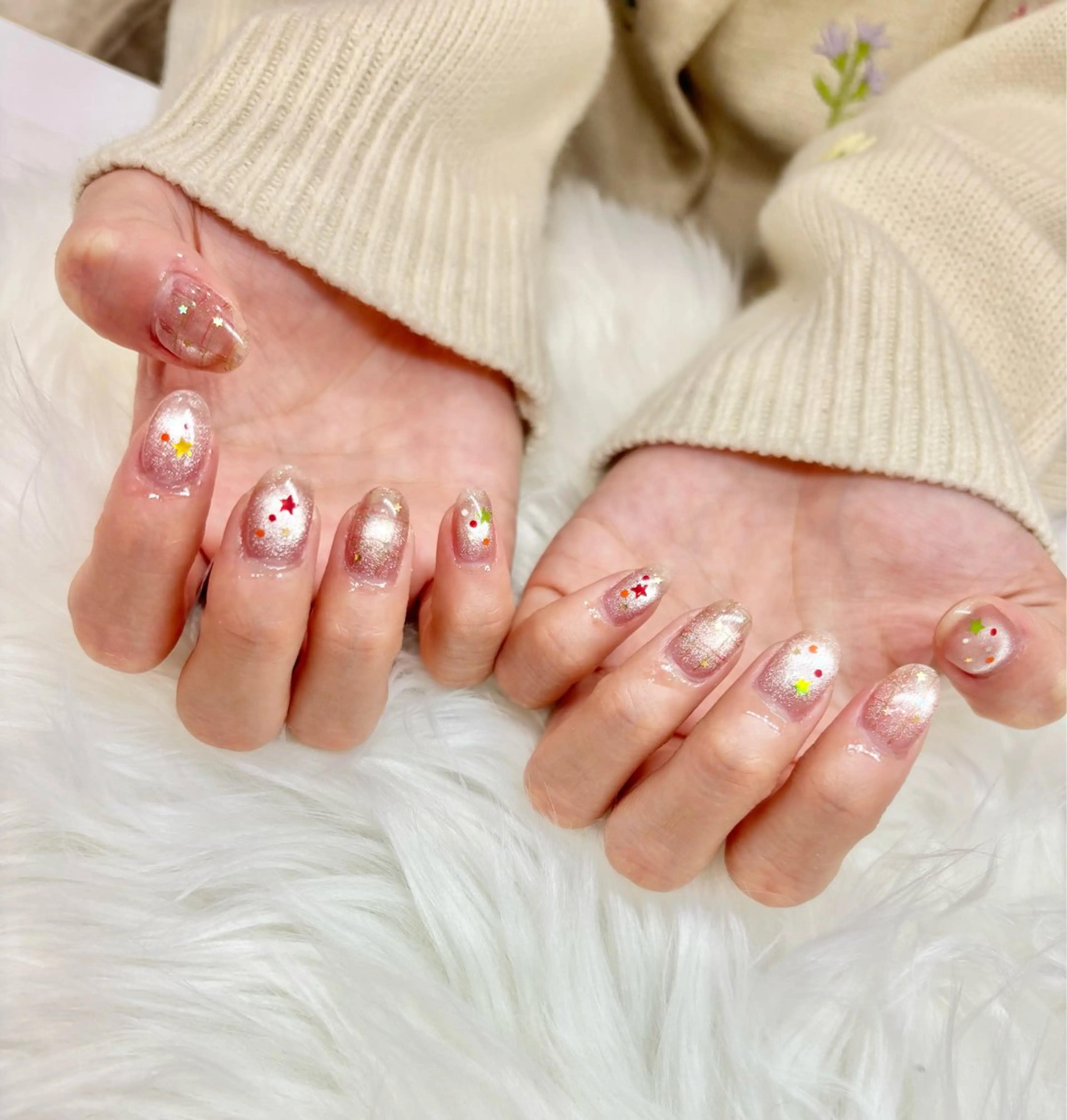 ネイル アートネイル フレンチネイル キラキラネイル 韓国ネイル マグネットネイル VOXJAPAN CHIYURIのネイルデザイン