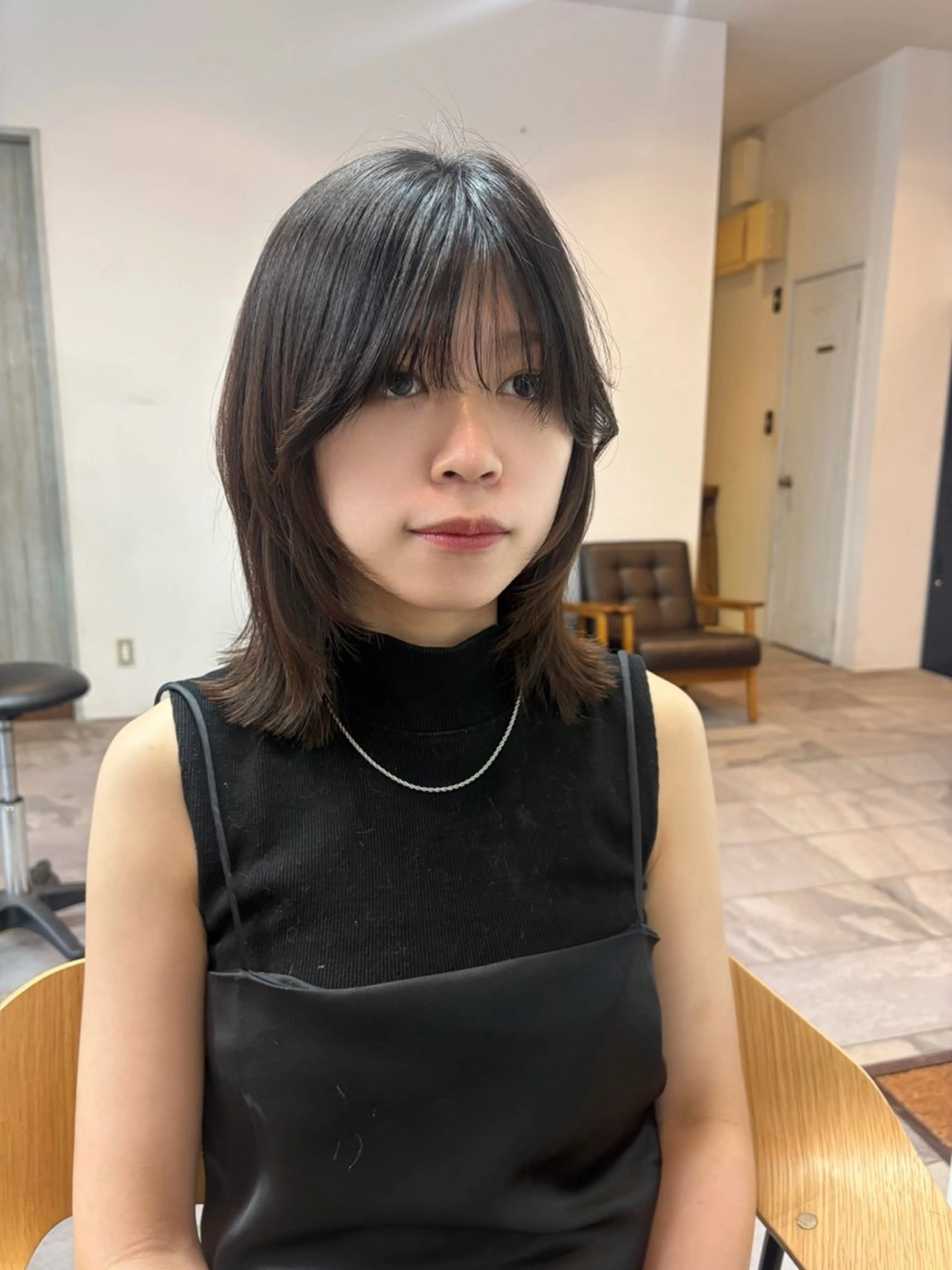 ミディアム カラー レイヤーカット トリートメント カット ヘアカラー トリートメント SHICUNE /ミホのヘアスタイル