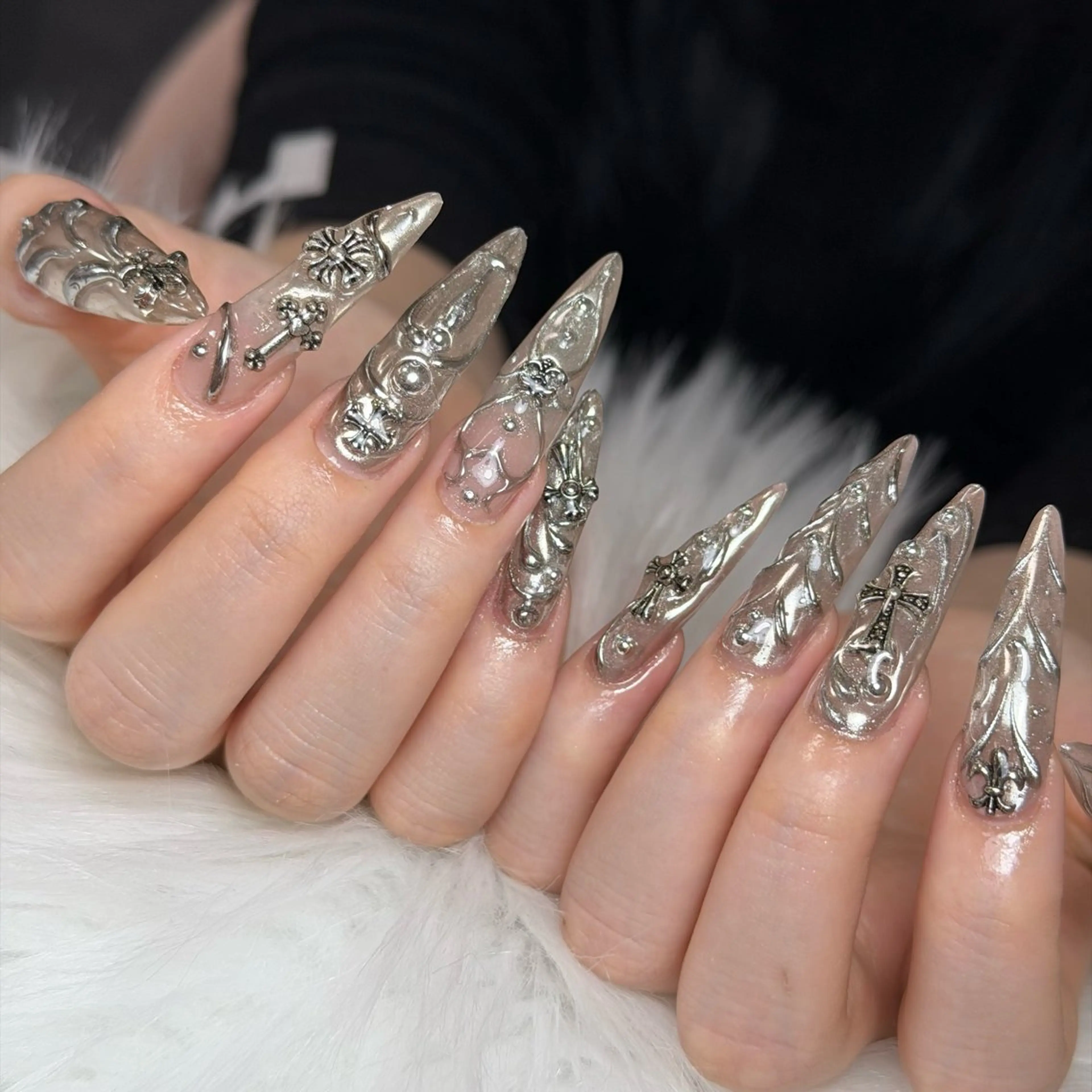 ネイル オーロラネイル 長さ出し フラッシュネイル フレンチネイル ジェルネイル Michi Nail Staffのネイルデザイン