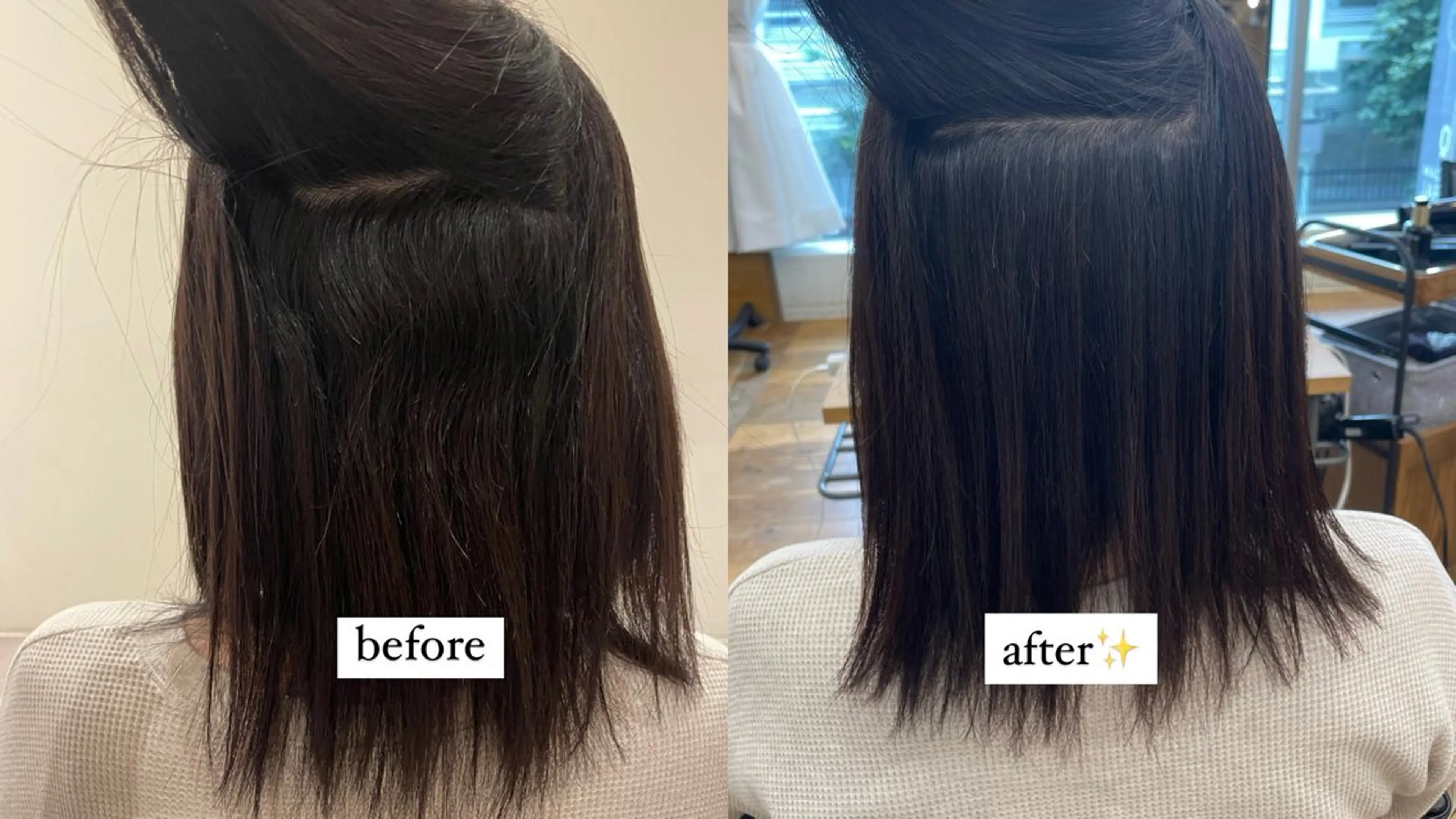 セミロング 縮毛矯正 レイヤーカット 🌱 ブリーチ  はるかのヘアスタイル