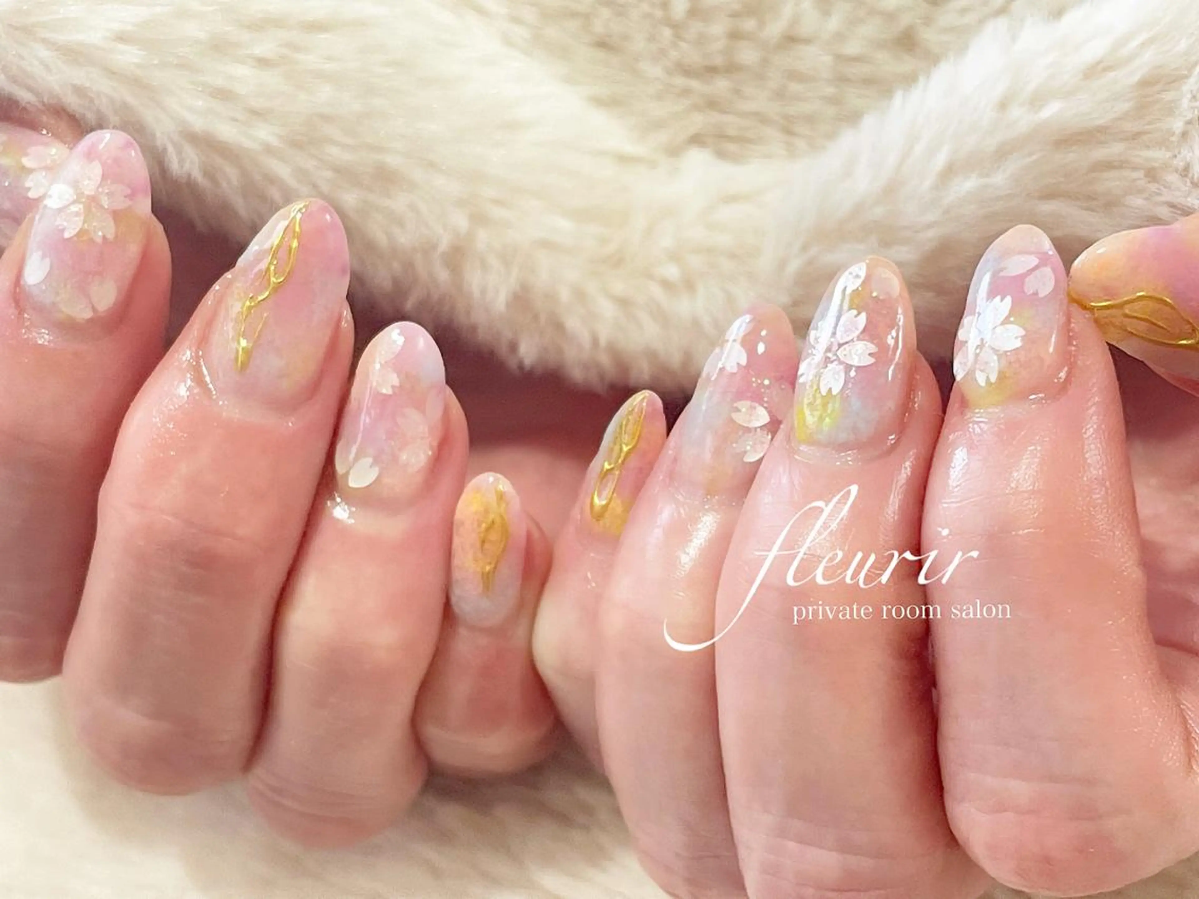 ネイル アートネイル ミラーネイル フルリール 【プライベートサロンのネイルデザイン