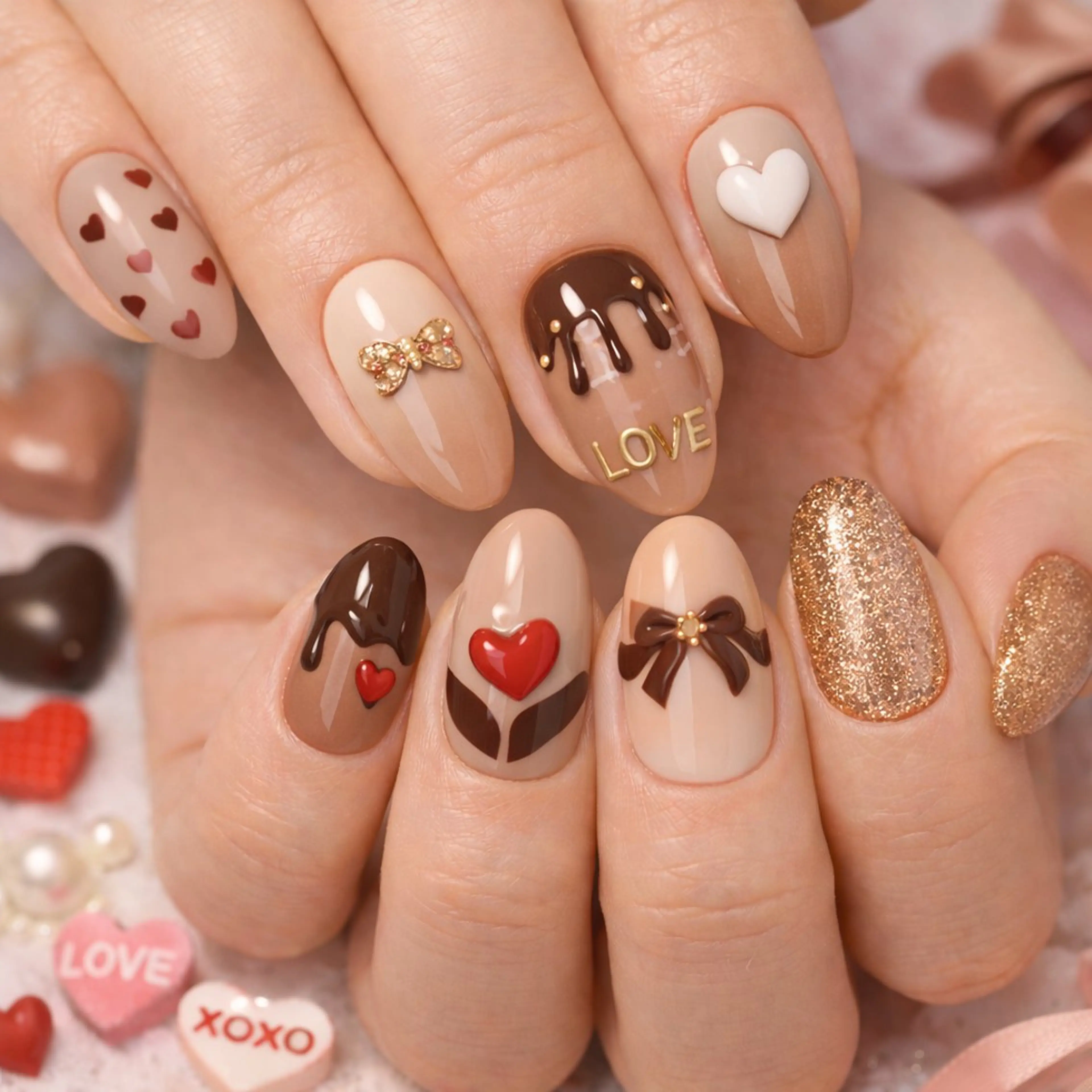 ネイル バレンタイン ハンドネイル Roger 舞のネイルデザイン