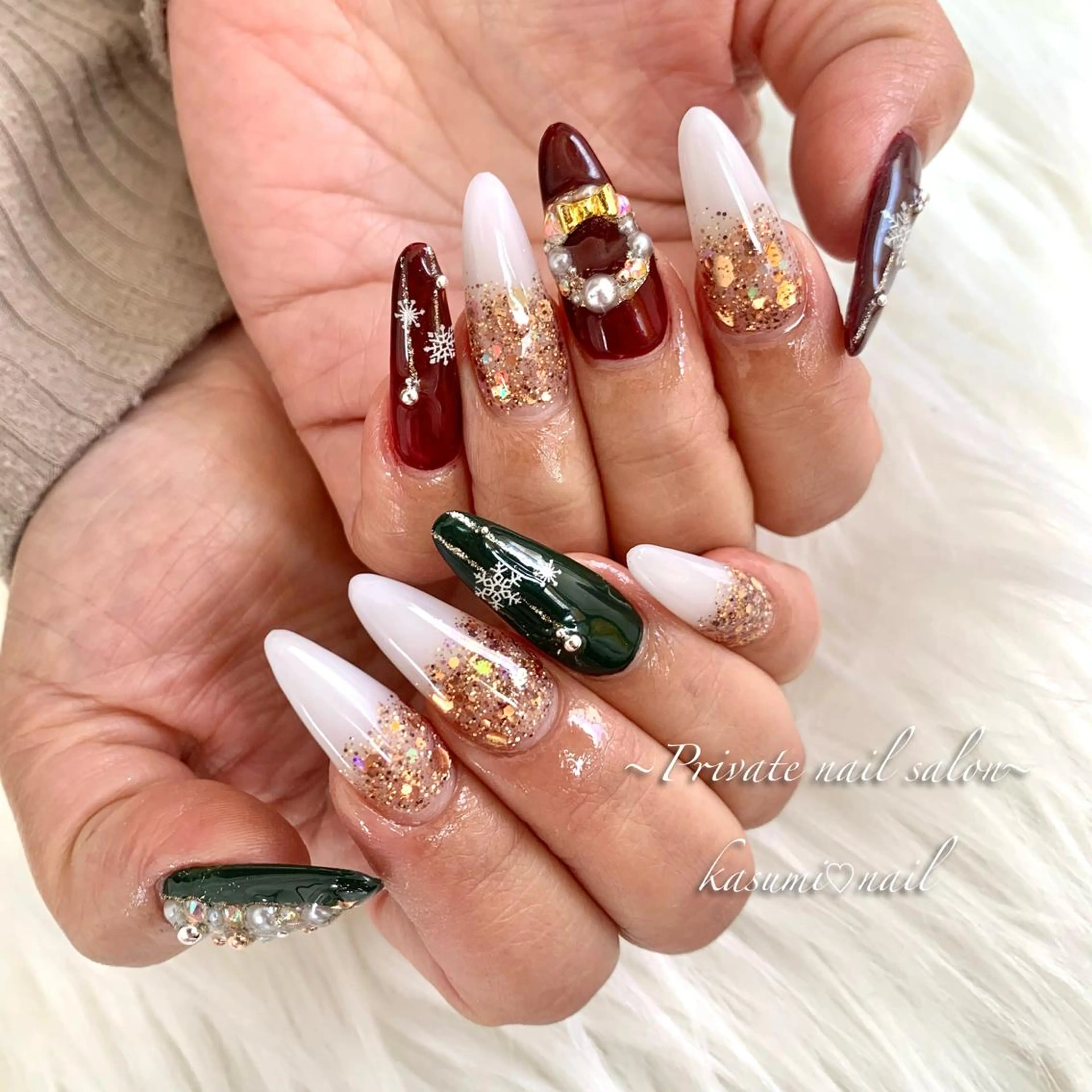 ネイル アートネイル ラメ(グリッター) マグネットネイル ミラーネイル 持ち込み KASUMI♡ Nailのネイルデザイン