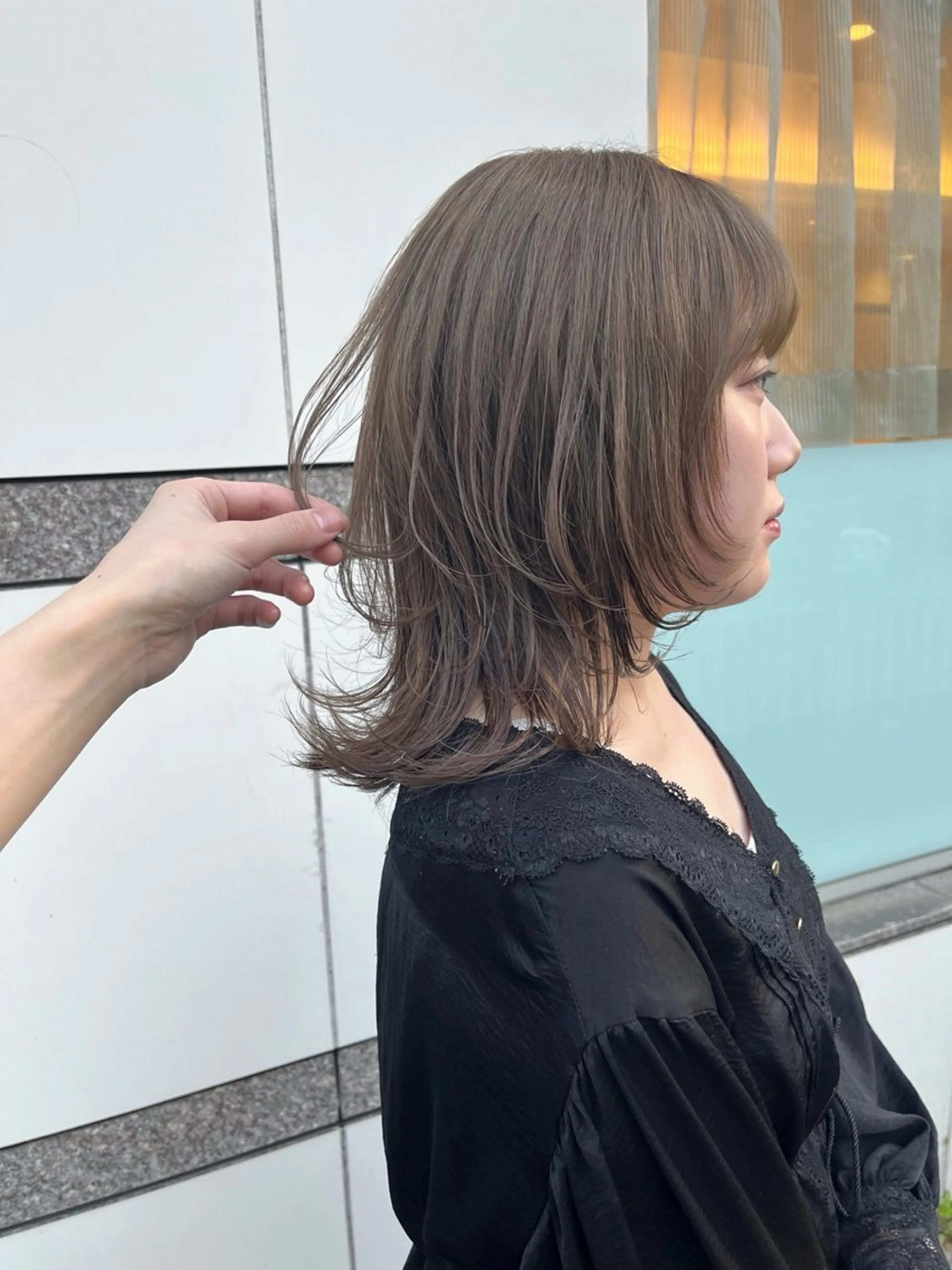 ミディアム カラー カット 尾崎隼大 レイヤー/韓国ヘアのヘアスタイル