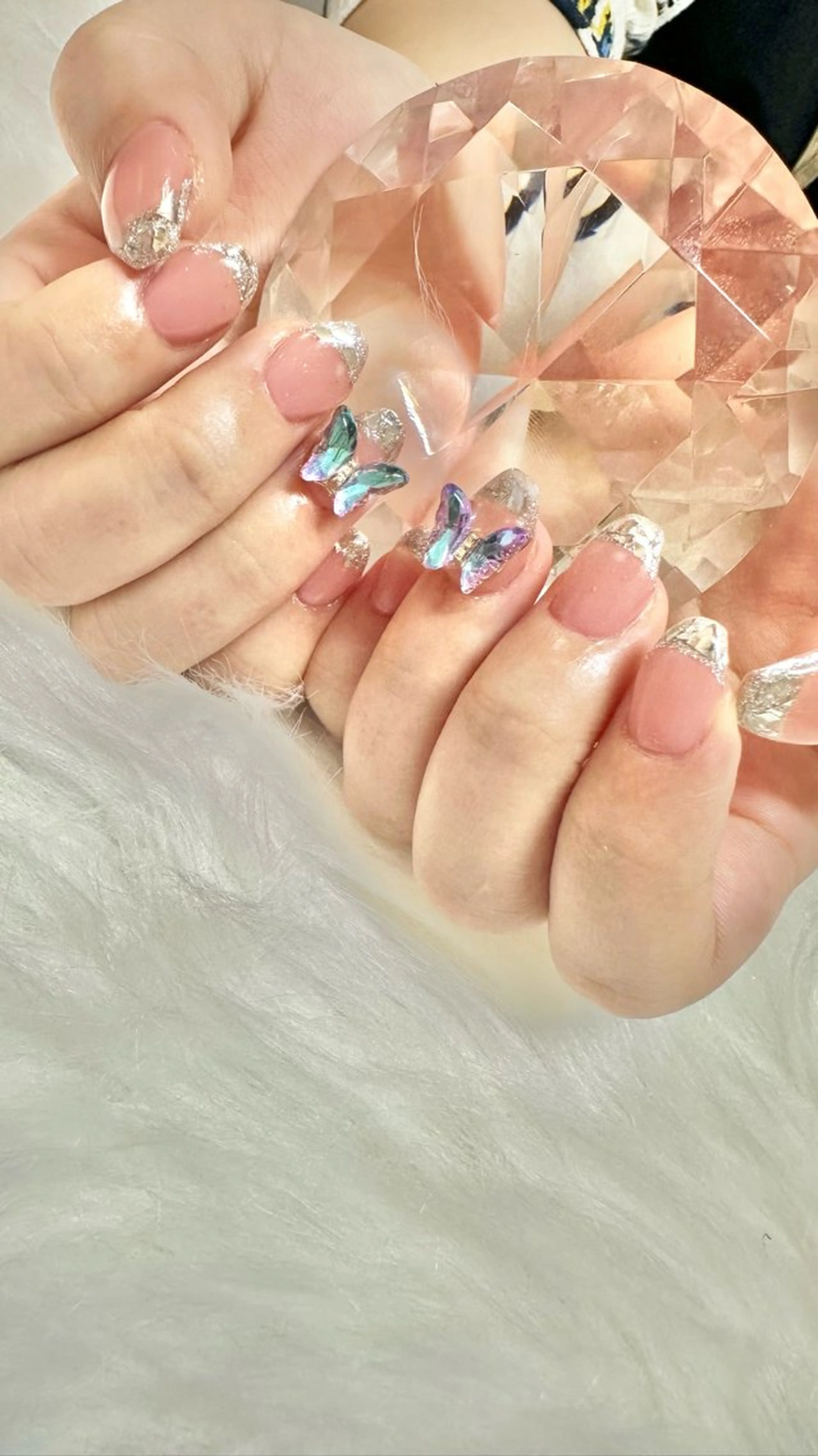 ネイル フレンチネイル ガラスフレンチ キラキラネイル 韓国ネイル 🤎CHARME NAIL🤎のネイルデザイン