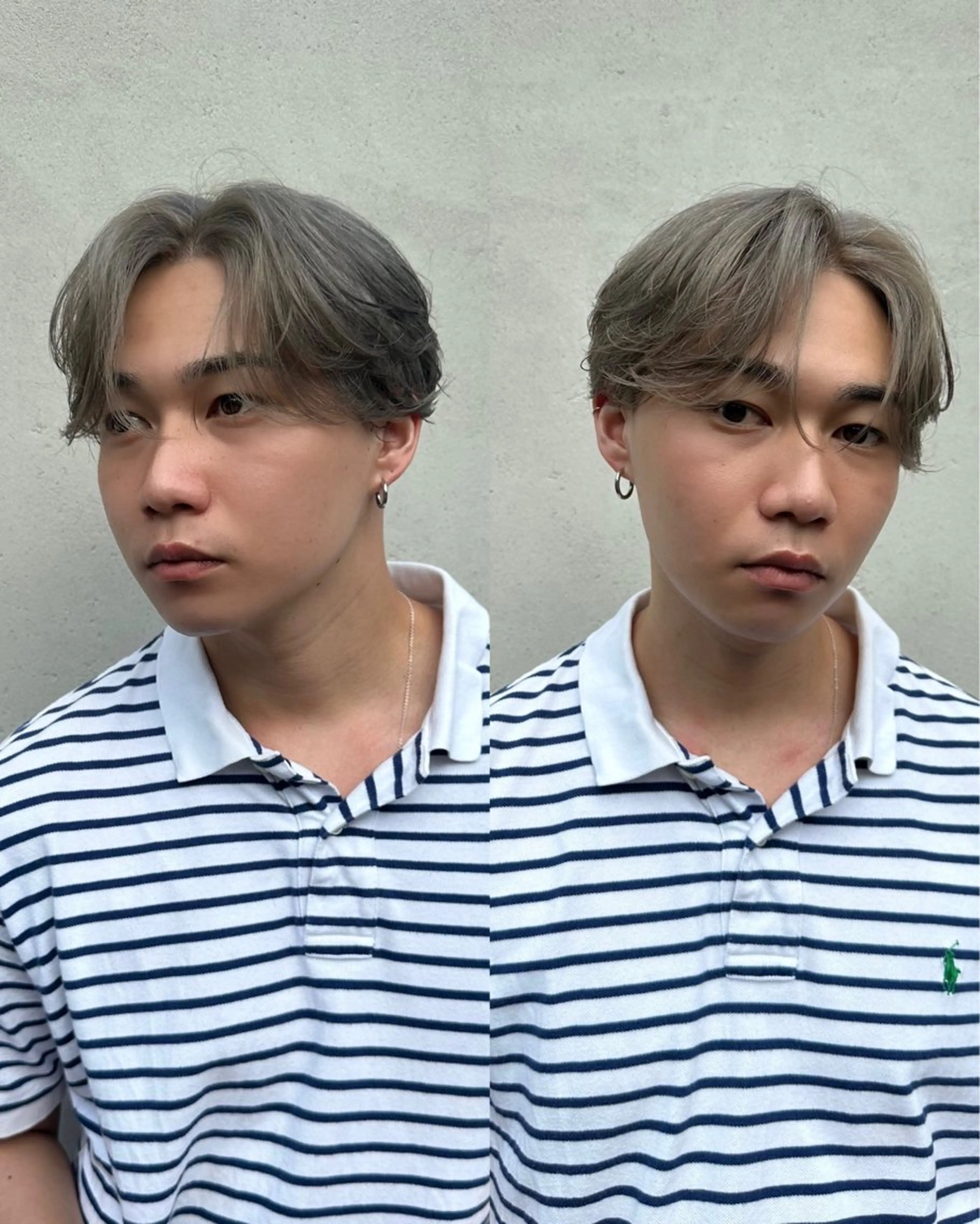 カラー メンズ メンズハイトーン ハイトーンカラー シルバー カット ヘアカラー トリートメント 💈原宿指名No.1 センターパート💈のヘアスタイル