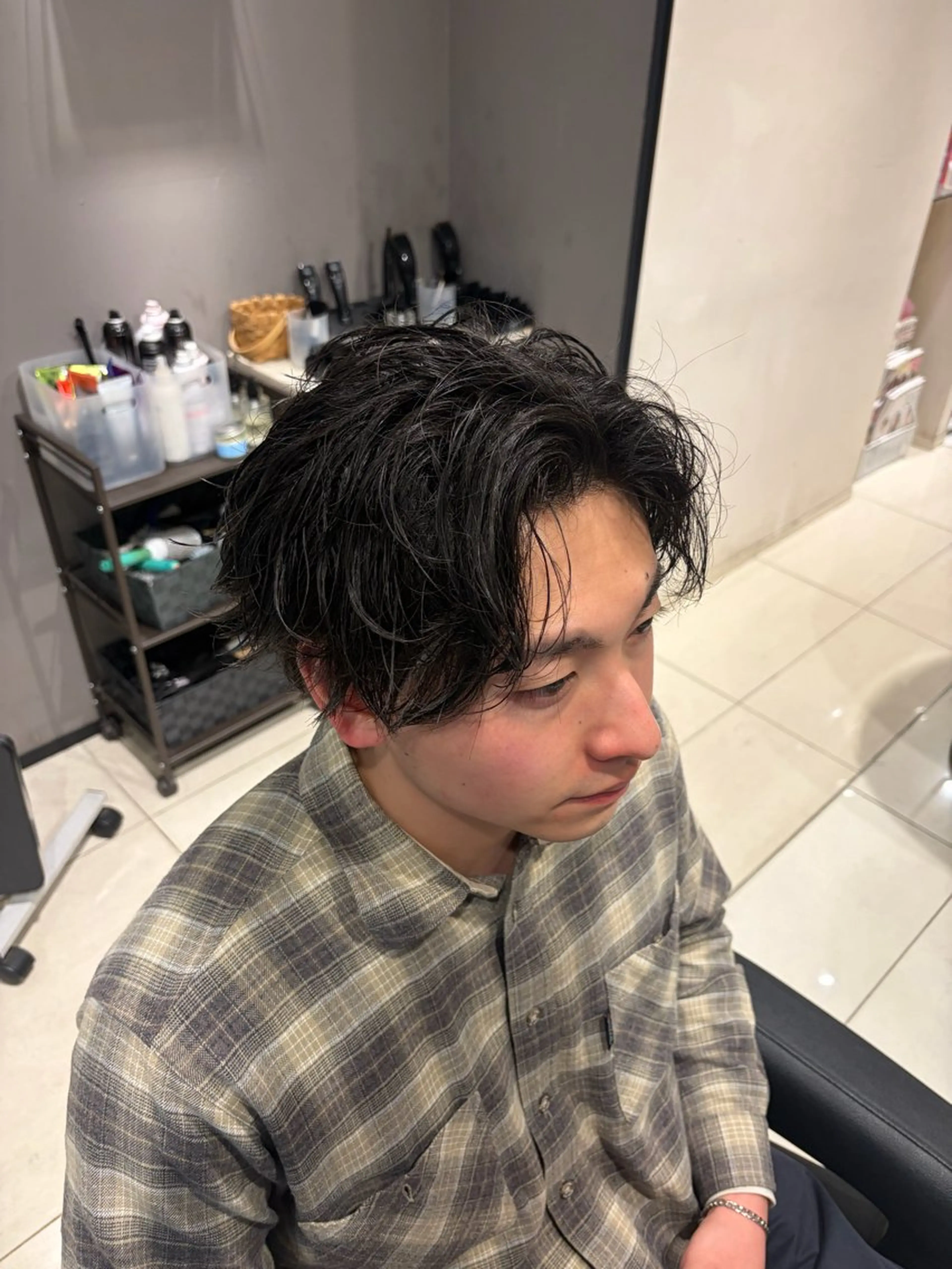 【お🉐】 🟢🟡メンズカット&ケアパーマ&ハホニコトリートメント+スタイリングの写真