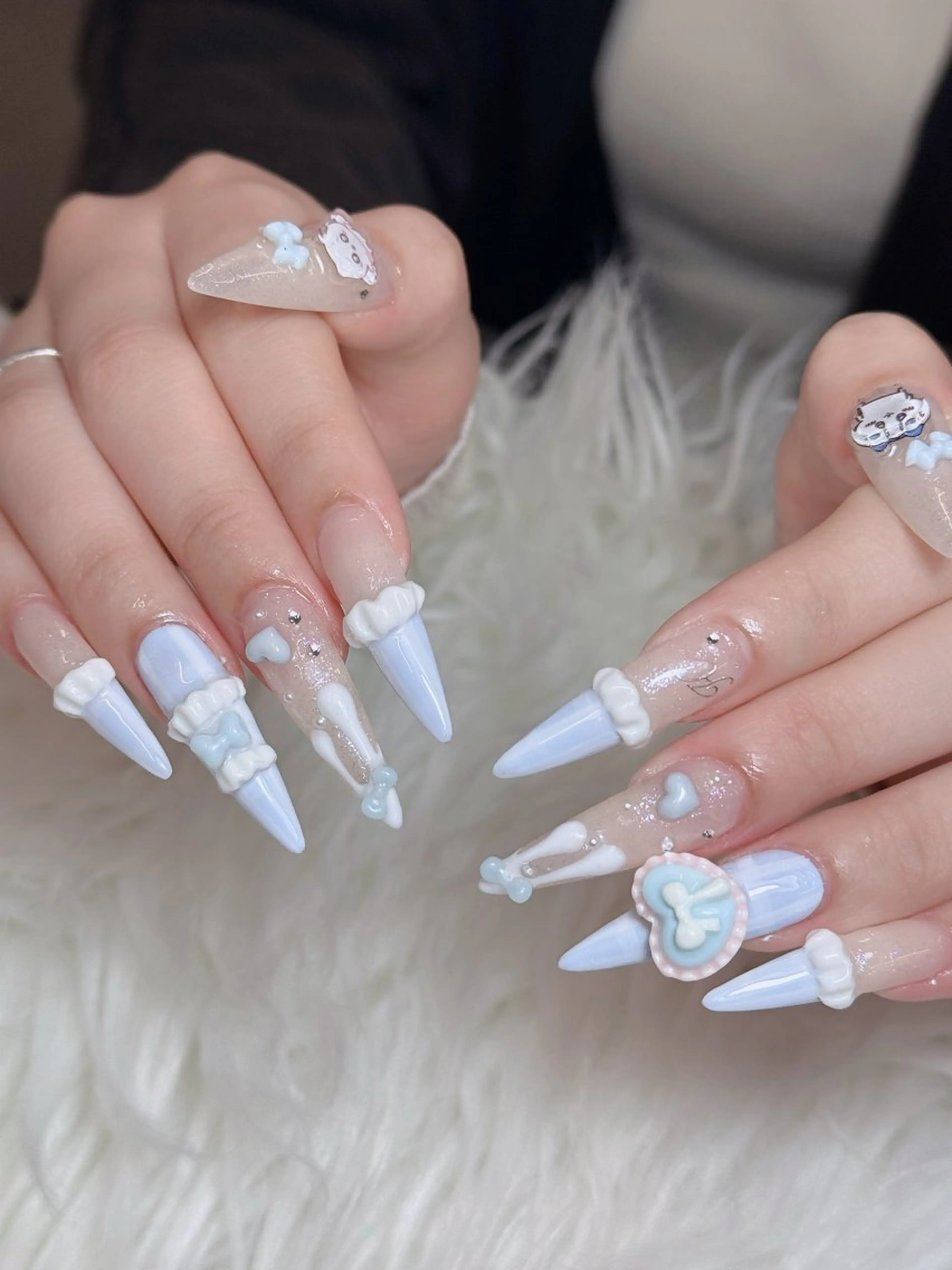 ネイル オーロラネイル チークネイル 長さ出し フレンチネイル 韓国ネイル ハンドネイル Lumi Shinokuboのネイルデザイン