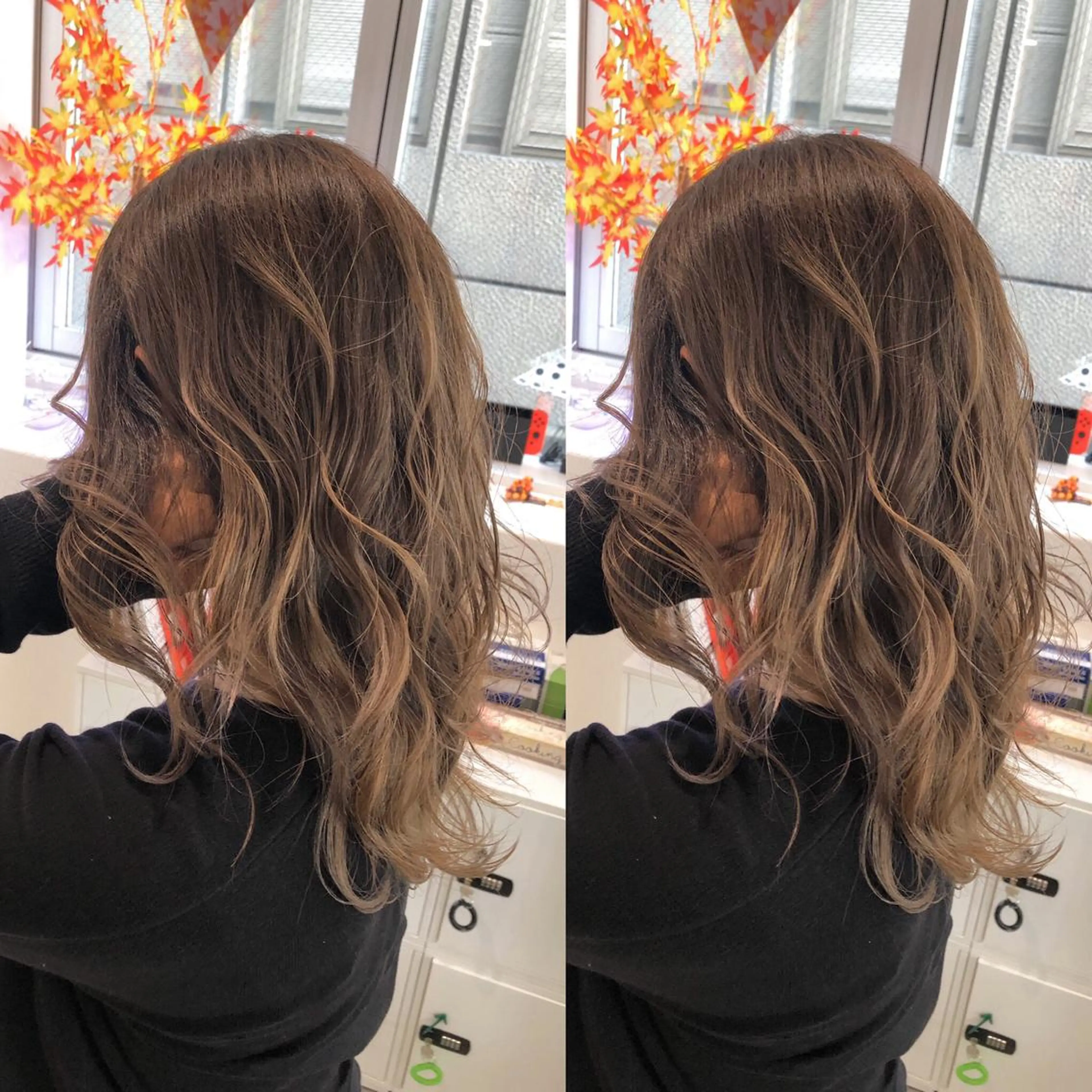 ミディアム カラー バレイヤージュ レイヤーカット ヘアカラー JILBLAN京都 ショート/ハイライトのヘアスタイル