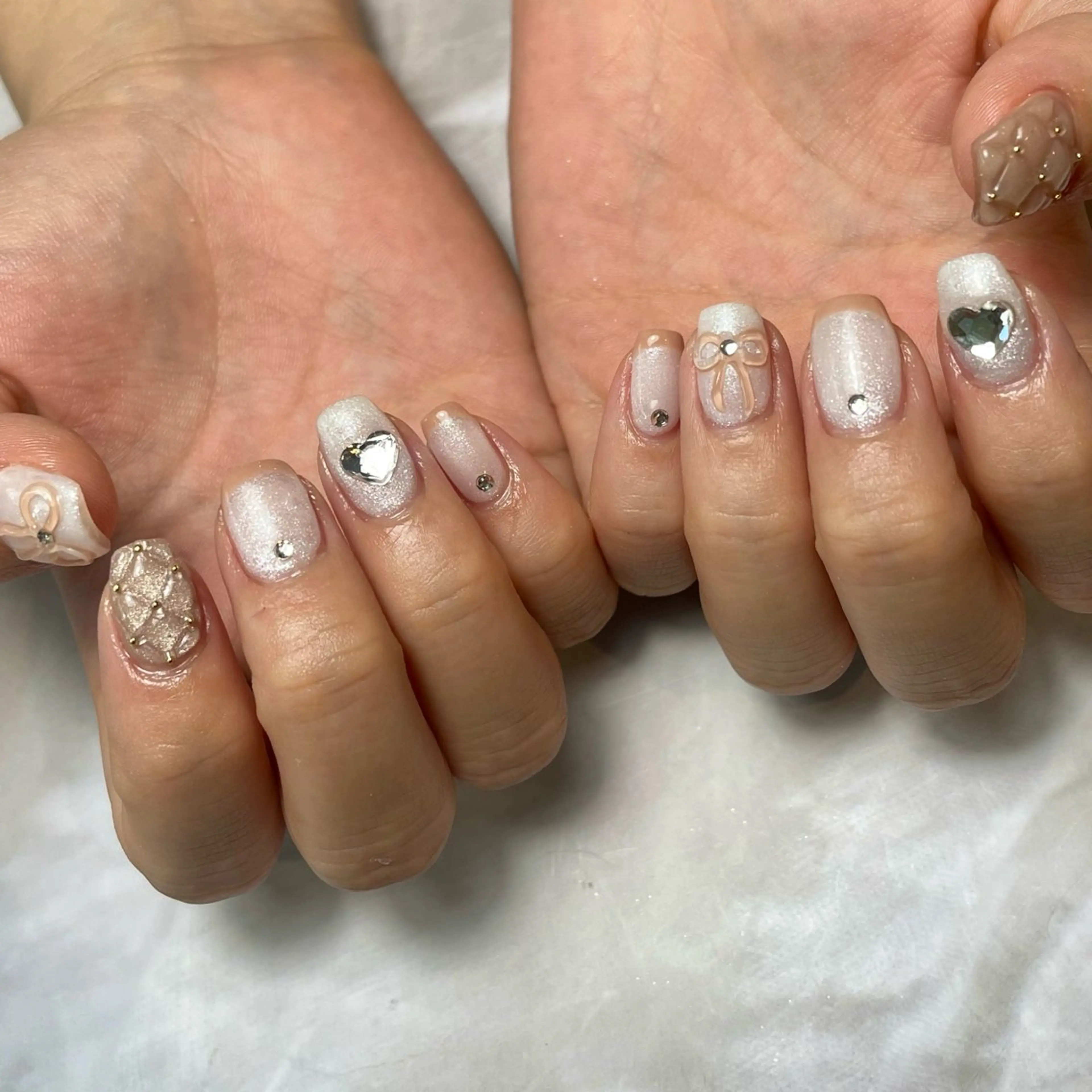 ネイル 持ち込み リボン ハンドネイル Reflection marikoのネイルデザイン