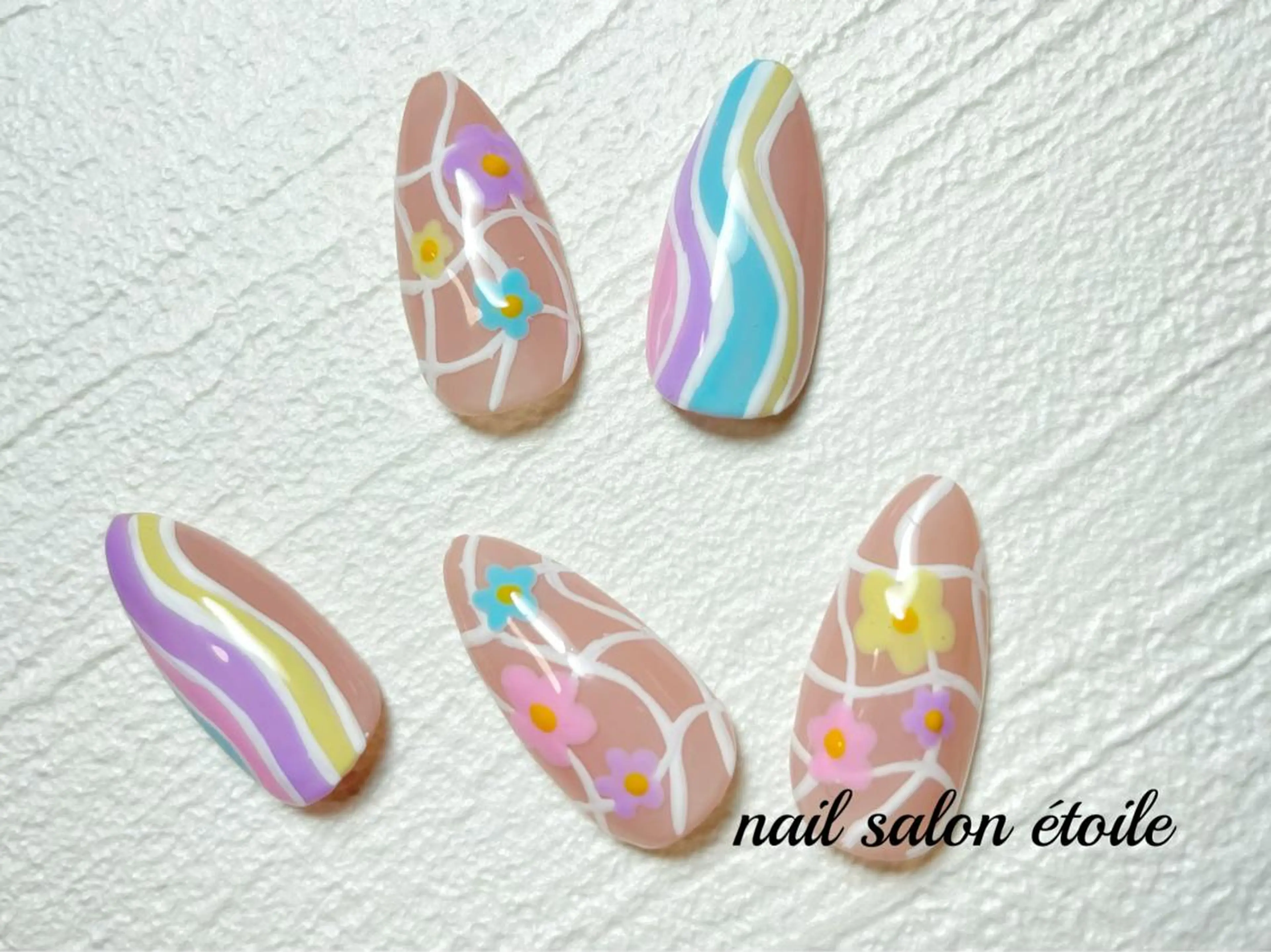 ネイル アートネイル フラワーネイル ジェルネイル パステルネイル ハンドネイル nail salon étoileのネイルデザイン