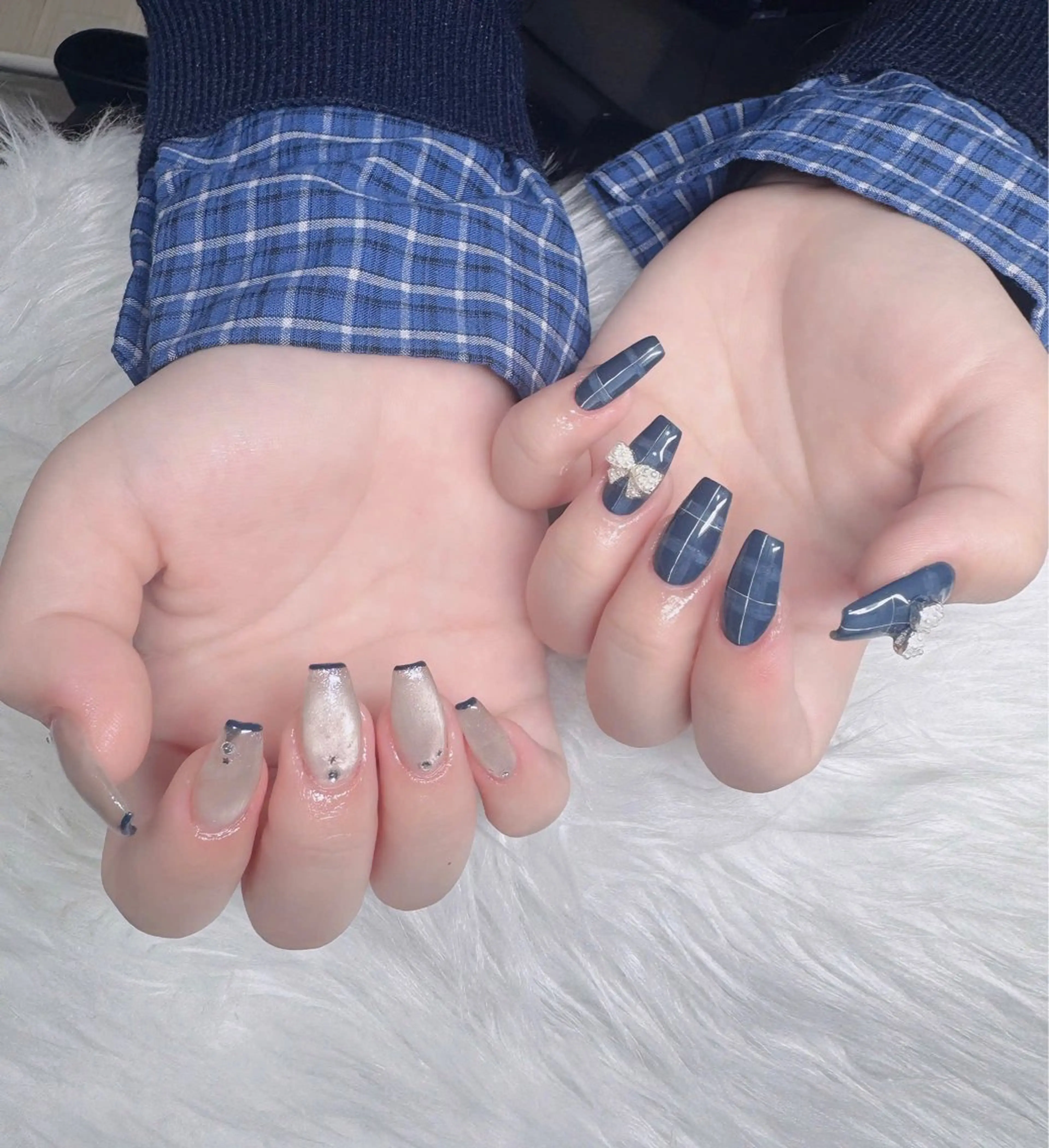ネイル オーロラネイル フレンチネイル ジェルネイル ハロウィン キラキラネイル ハンドネイル H.baby Nail Salonのネイルデザイン