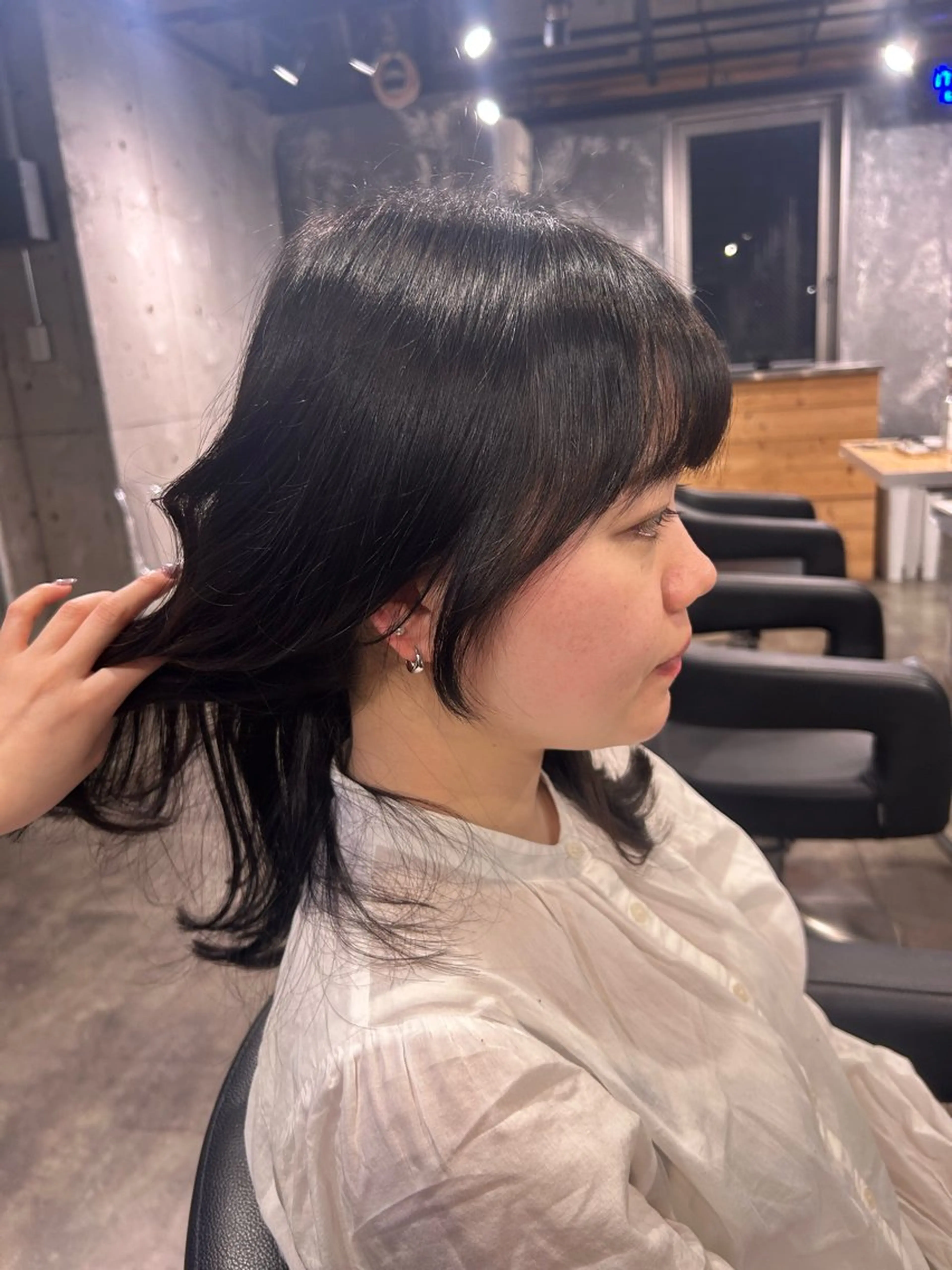 ミディアム カラー カット ヘアカラー 寒色🦋韓国ヘア💙 レイヤー/グレージュのヘアスタイル