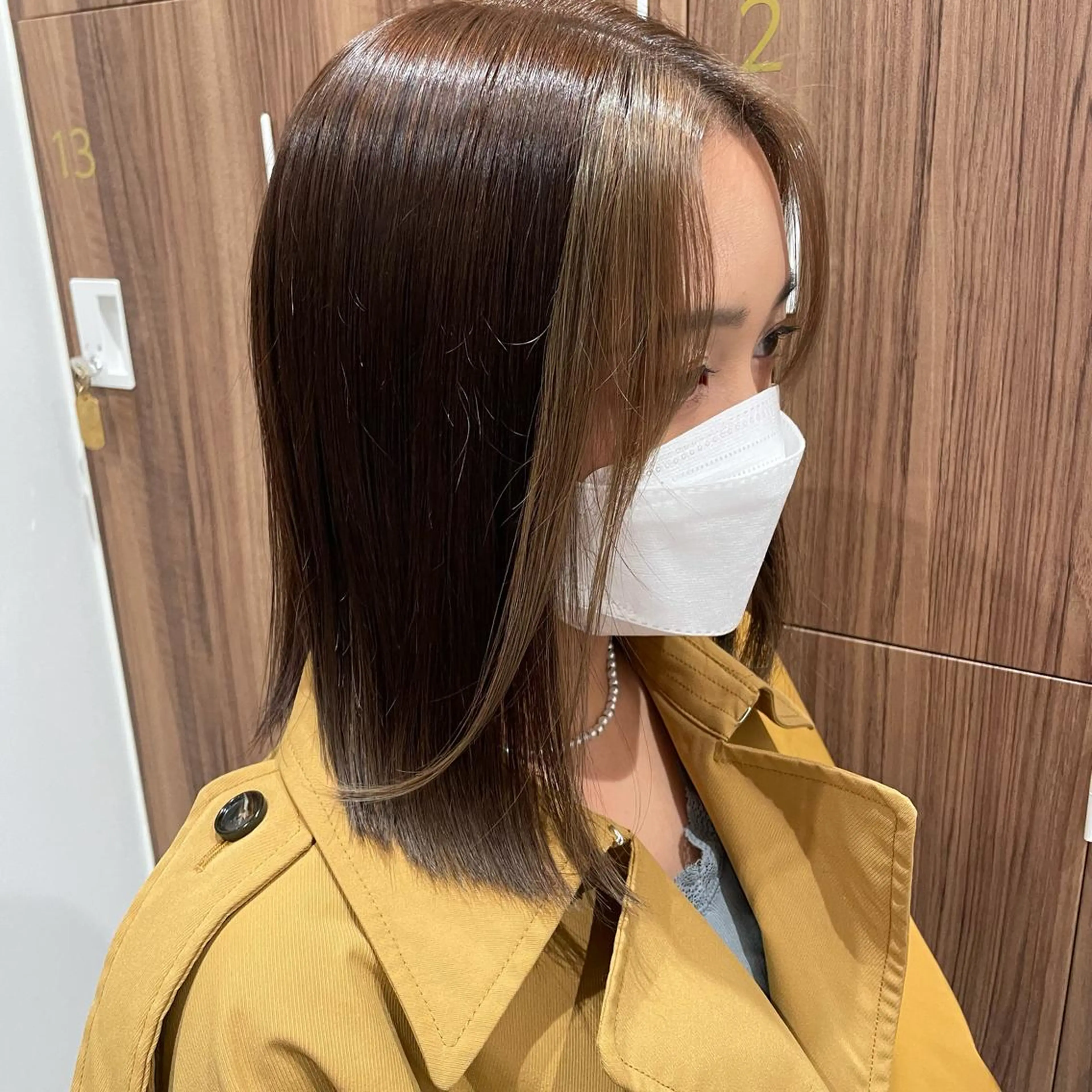 ミディアム カラー ミストバング ベージュカラー ブロンド  フェイスフレーミング インナーカラー 🇰🇷韓国ヘア★ 副店長.쿠리타⭐︎のヘアスタイル